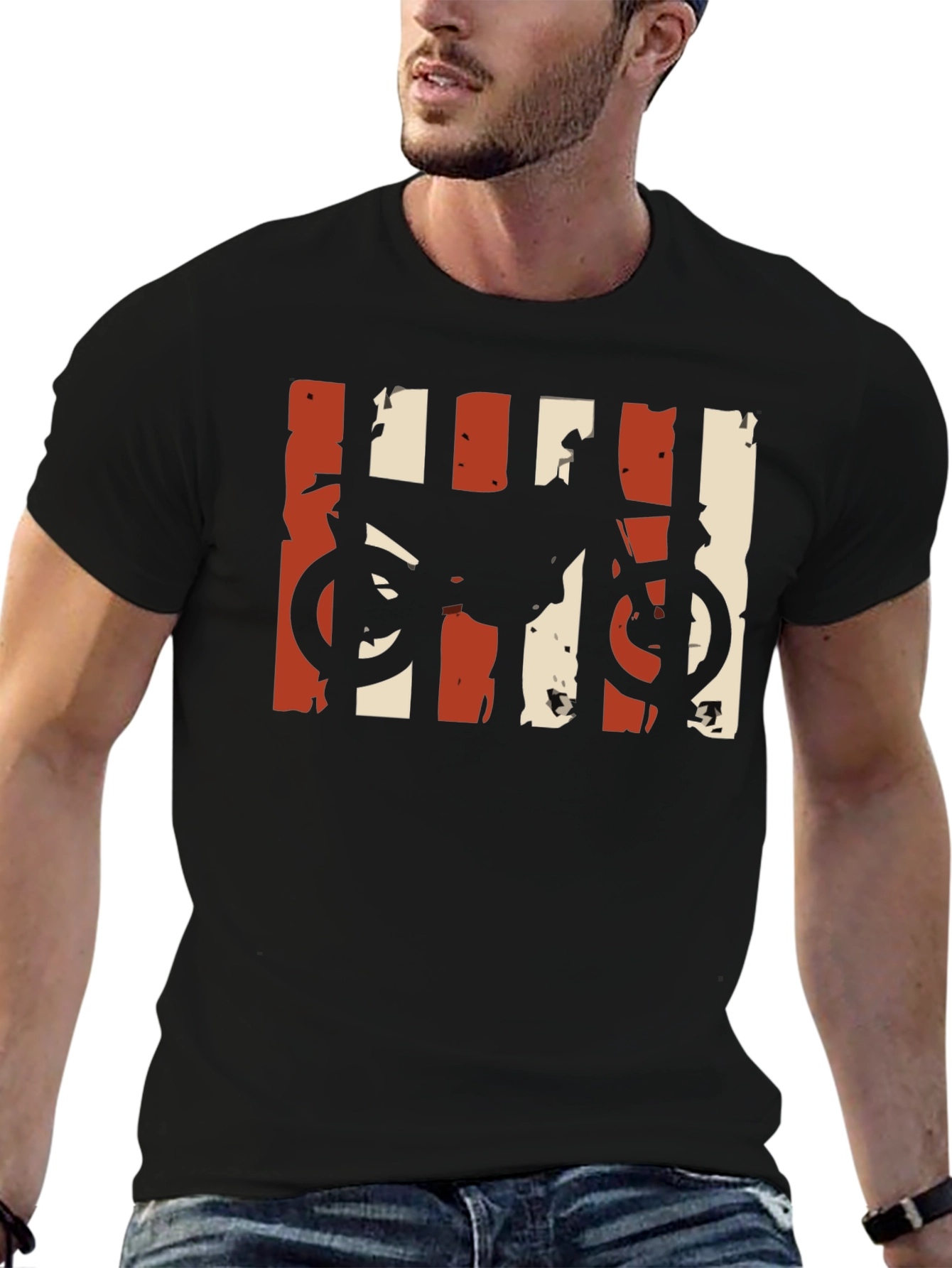 Motorcycle Graphic T-Shirt - Distressed Retro Design