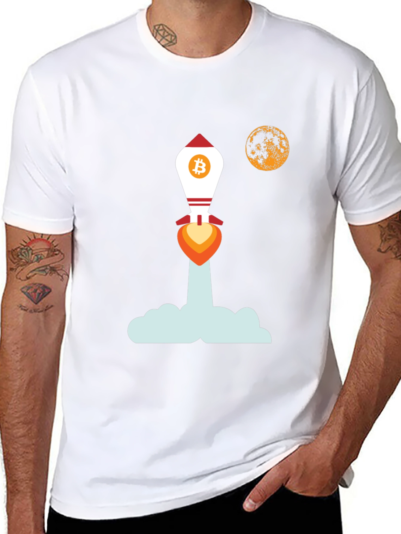 Bitcoin Rocket Moon T-Shirt - Crypto HODL