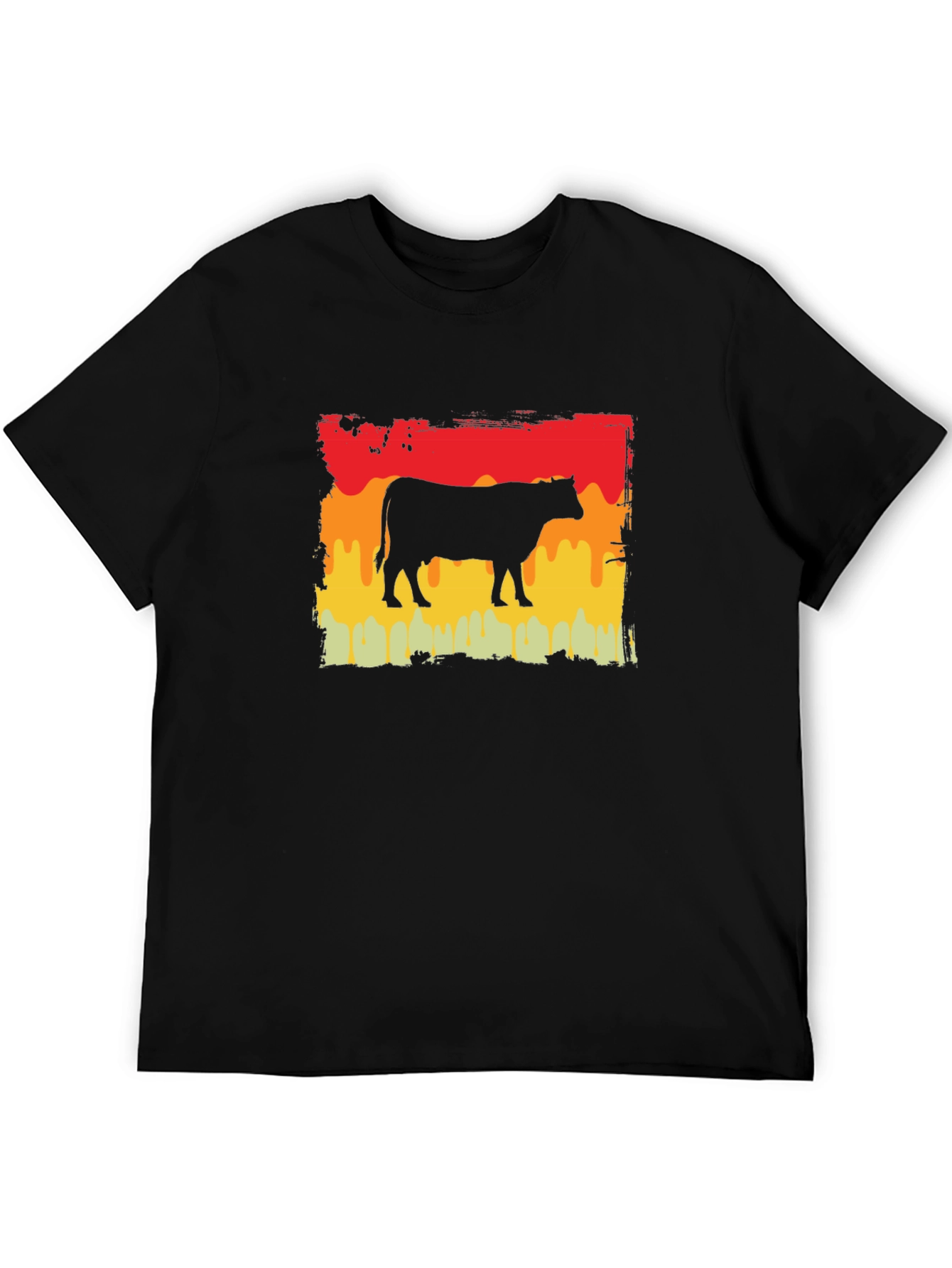 Retro Cow Graphic Tee - Black Unisex T-Shirt