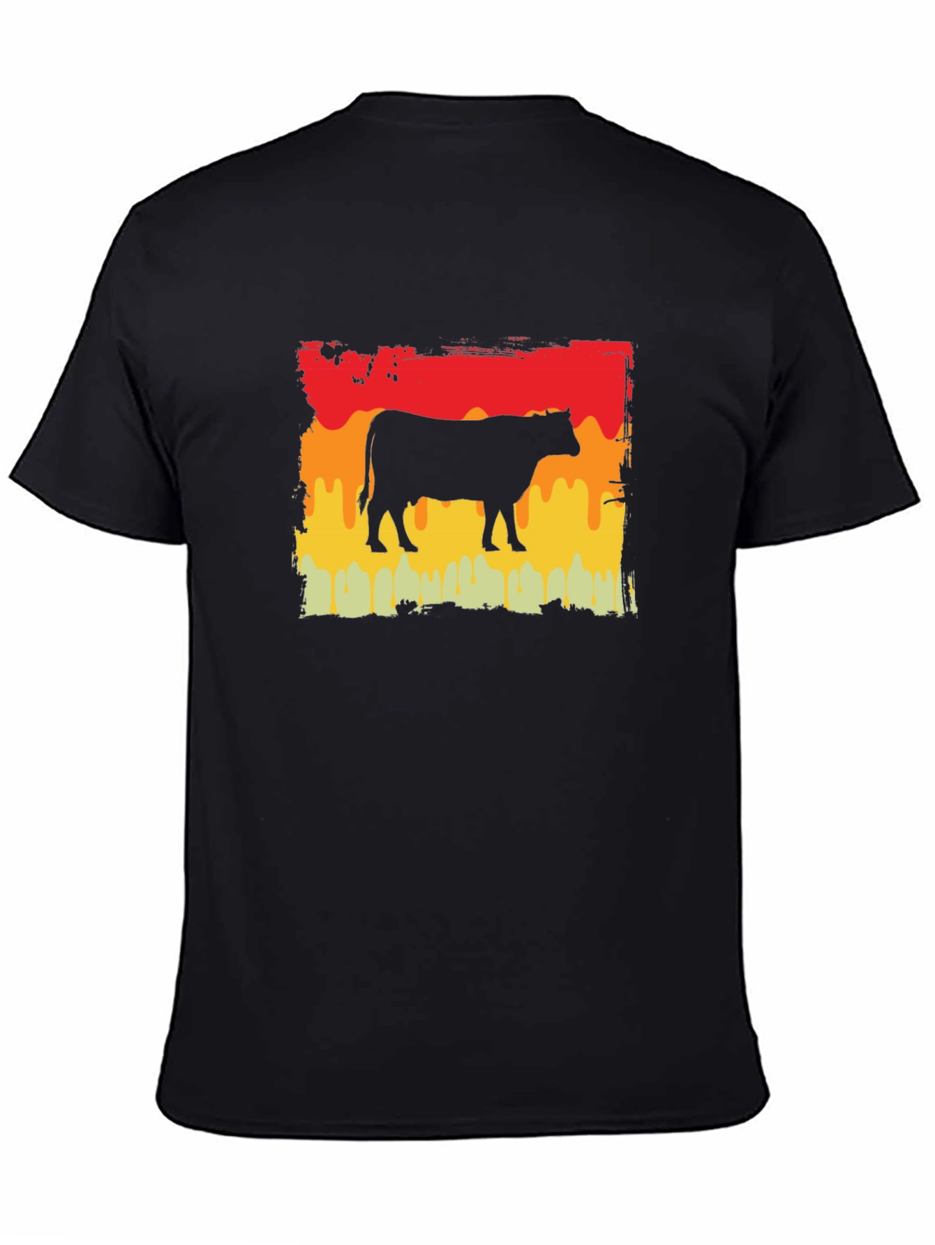 Retro Cow Graphic Tee - Black Unisex T-Shirt