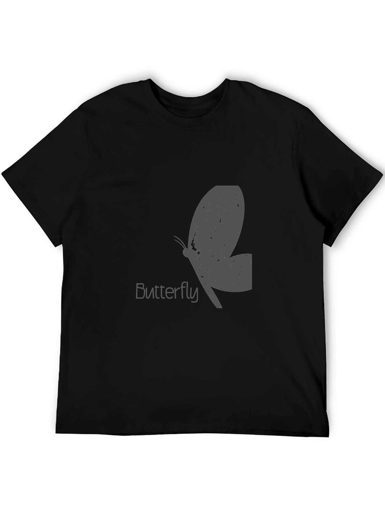 Mens Black Butterfly Graphic T-Shirt