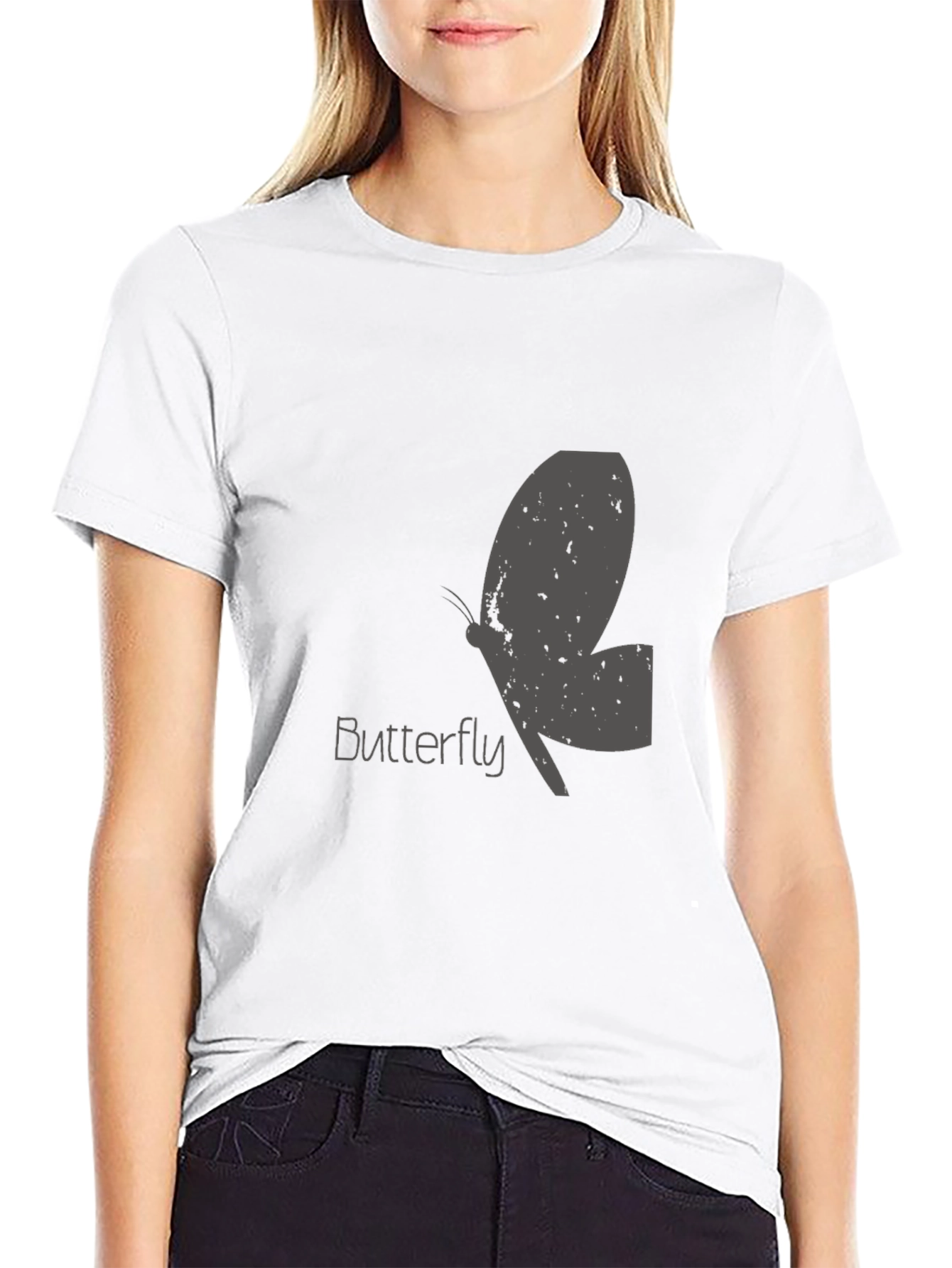 Mens Black Butterfly Graphic T-Shirt
