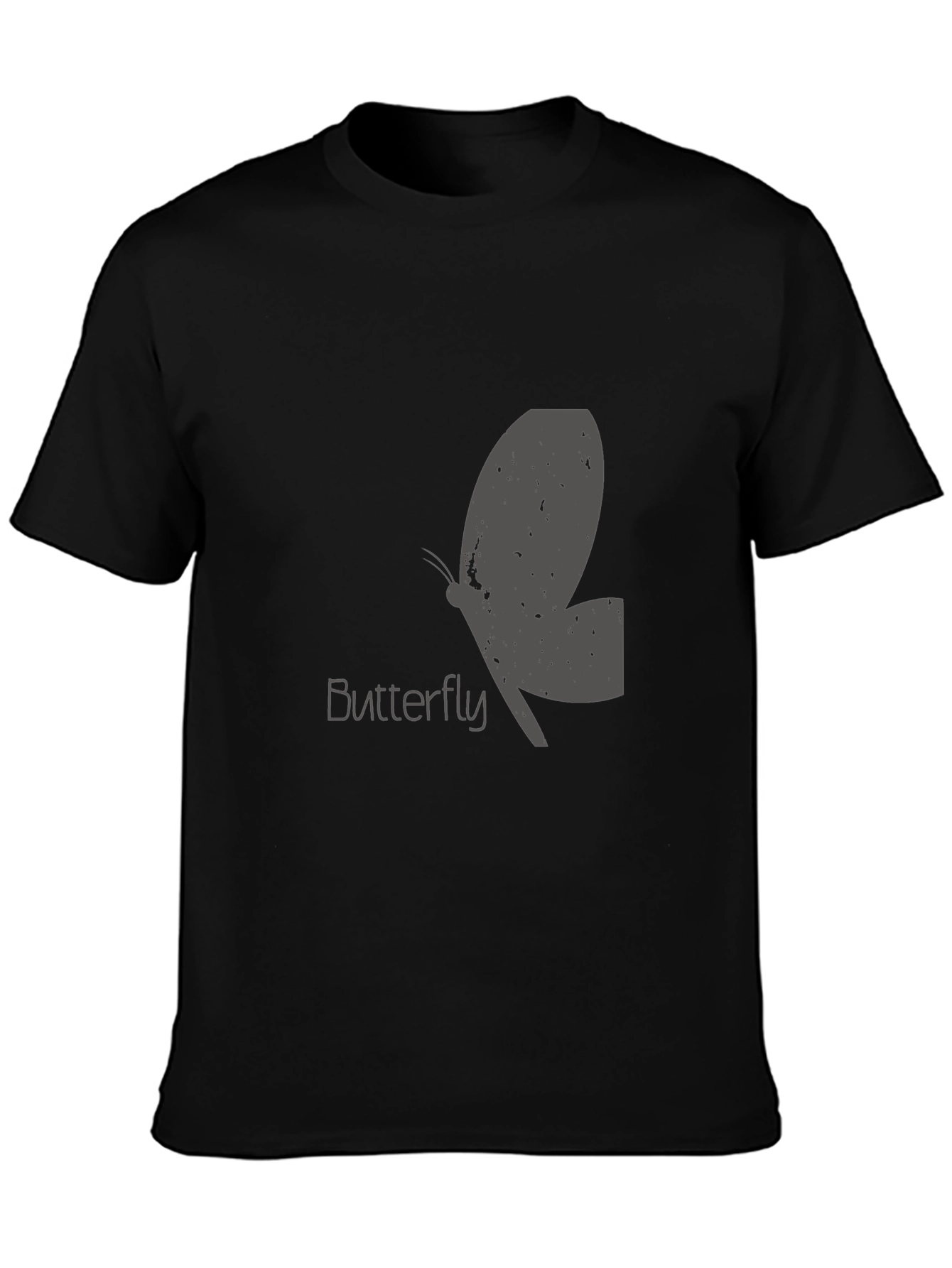 Mens Black Butterfly Graphic T-Shirt
