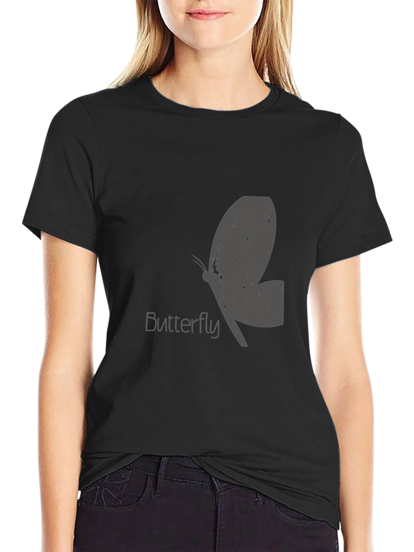 Mens Black Butterfly Graphic T-Shirt