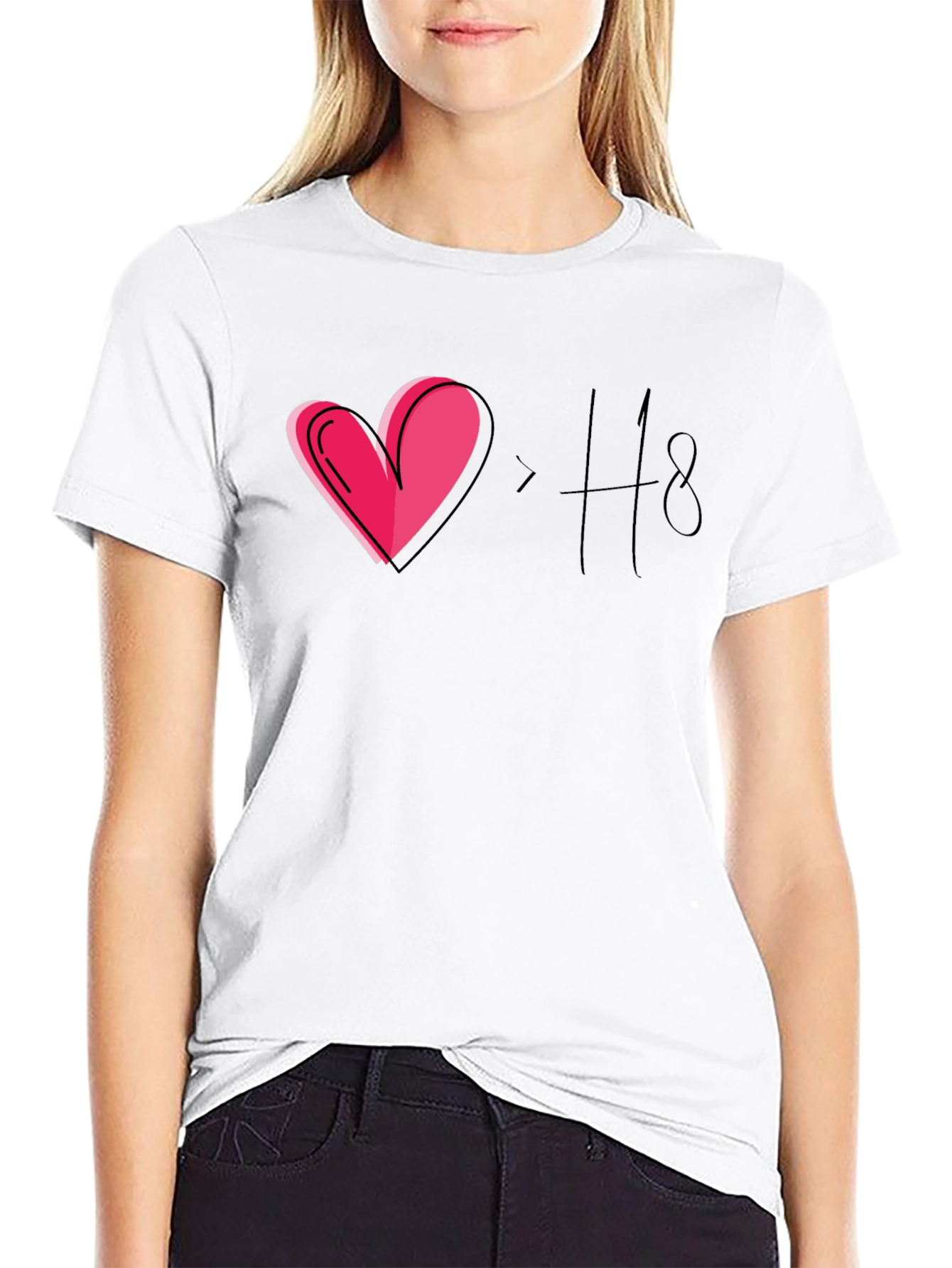 Love > Hate T-Shirt Black Casual Tee