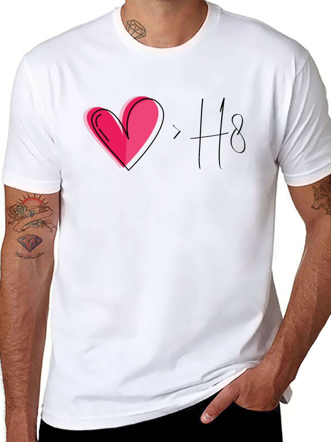 Love > Hate T-Shirt Black Casual Tee