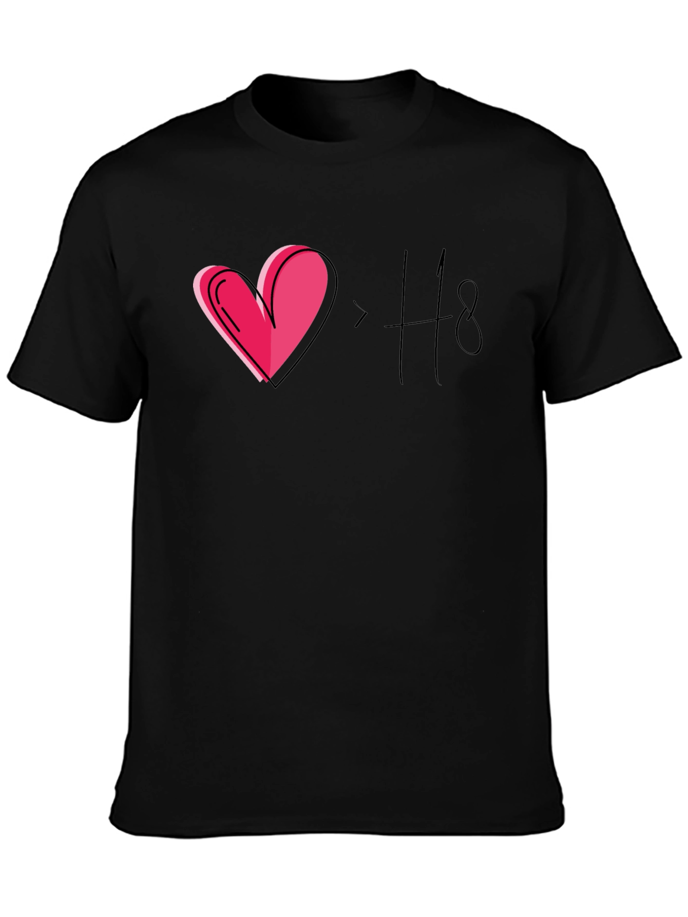 Love > Hate T-Shirt Black Casual Tee