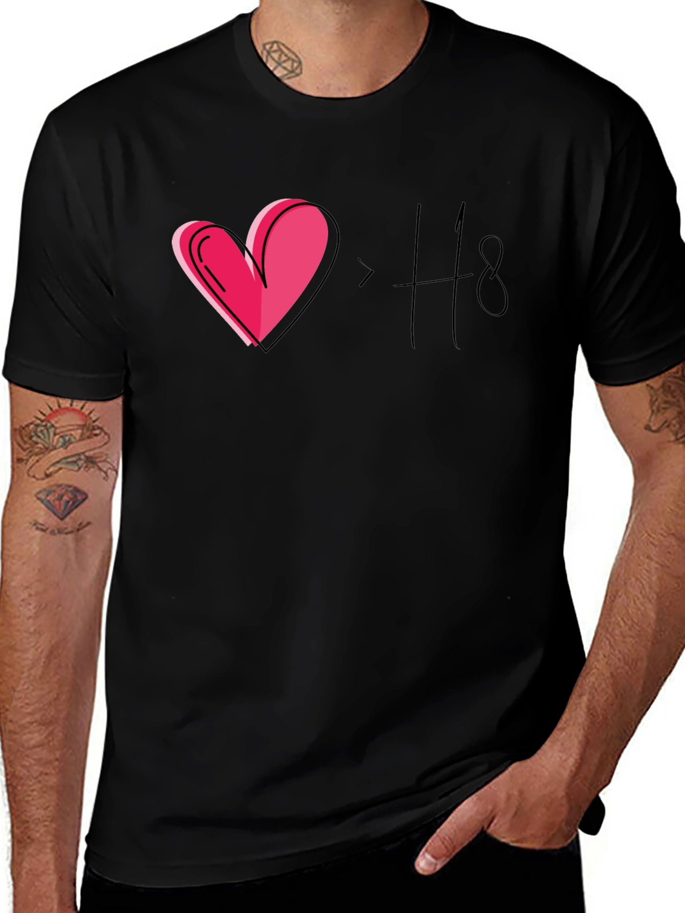 Love > Hate T-Shirt Black Casual Tee