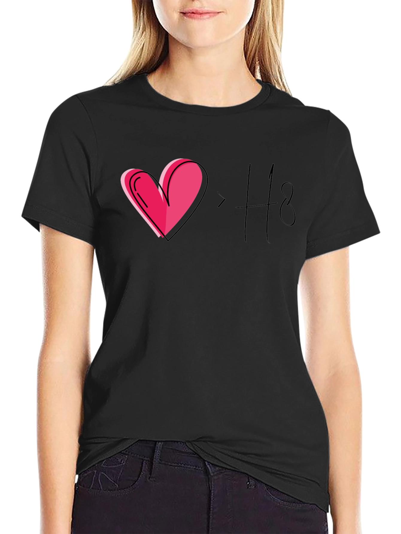 Love > Hate T-Shirt Black Casual Tee