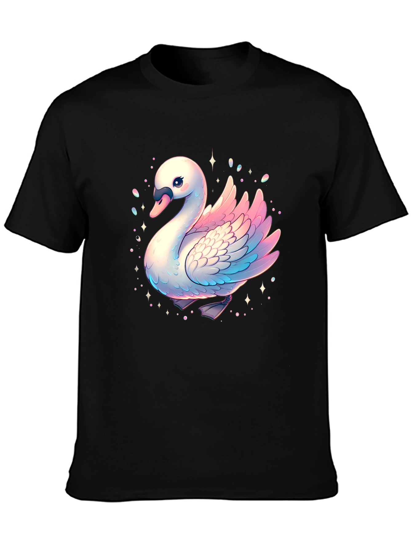 Swan Graphic T-Shirt - Black Cotton Tee
