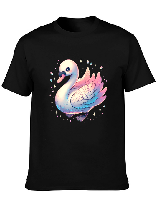 Swan Graphic T-Shirt - Black Cotton Tee
