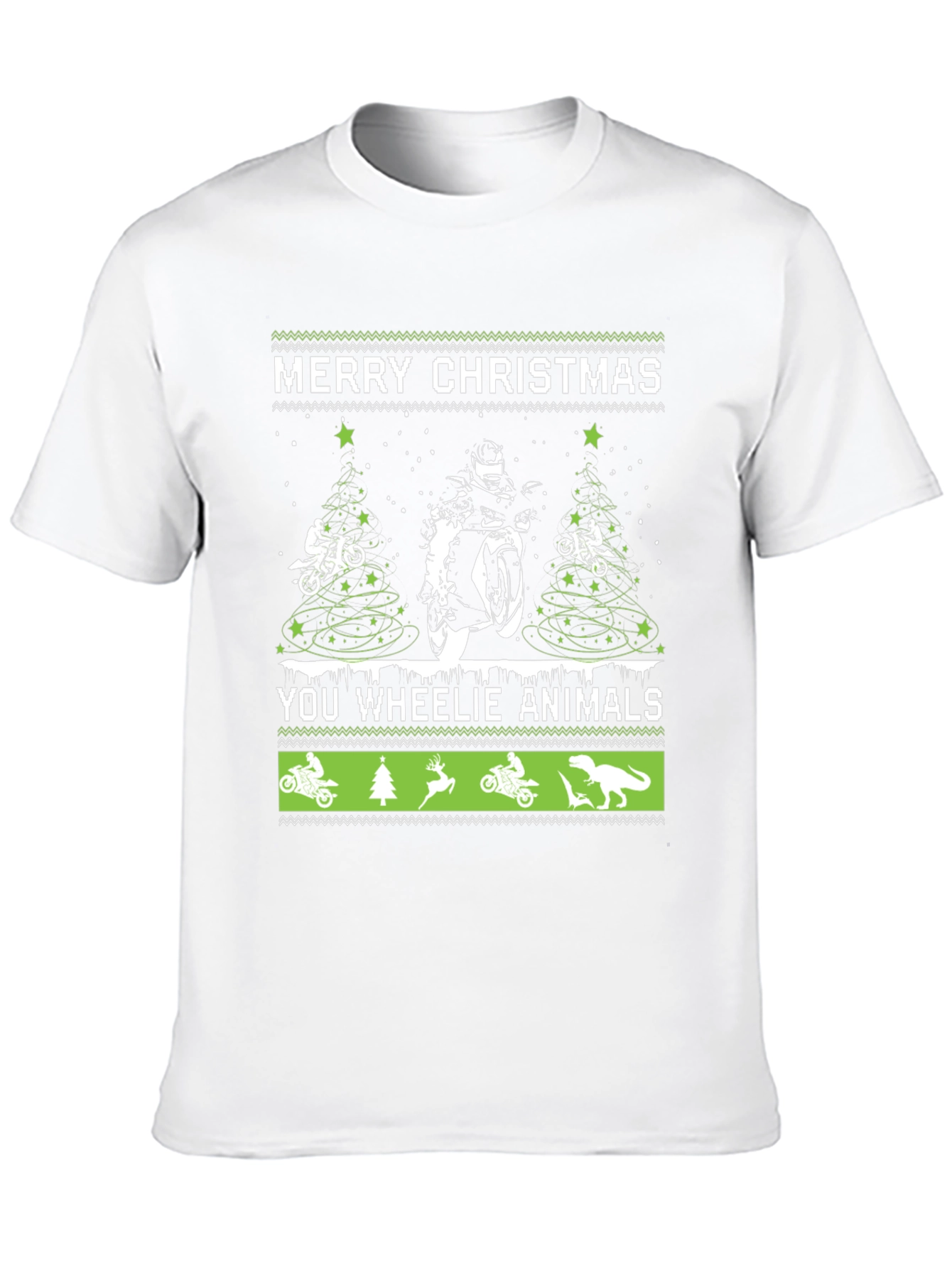 Motorcycle Christmas T-Shirt - Wheelie Animals Holiday Tee