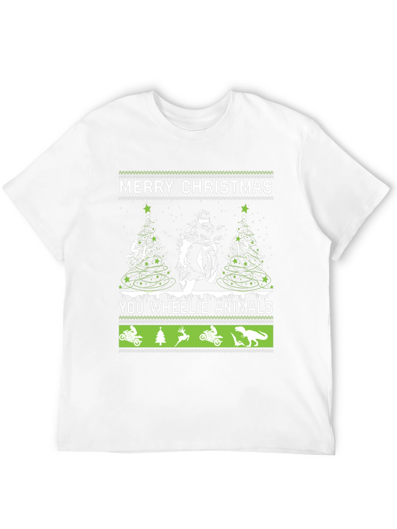 Motorcycle Christmas T-Shirt - Wheelie Animals Holiday Tee