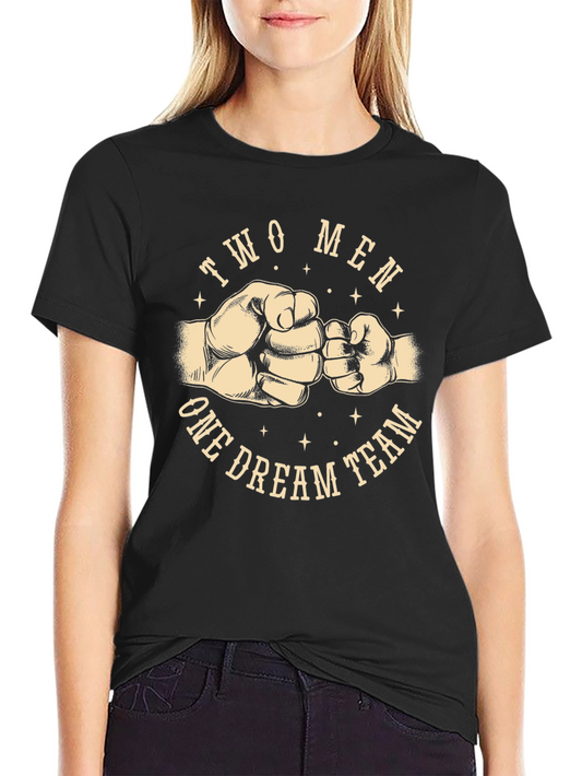 Two Men One Dream Team Graphic Tee - Black Cotton T-Shirt