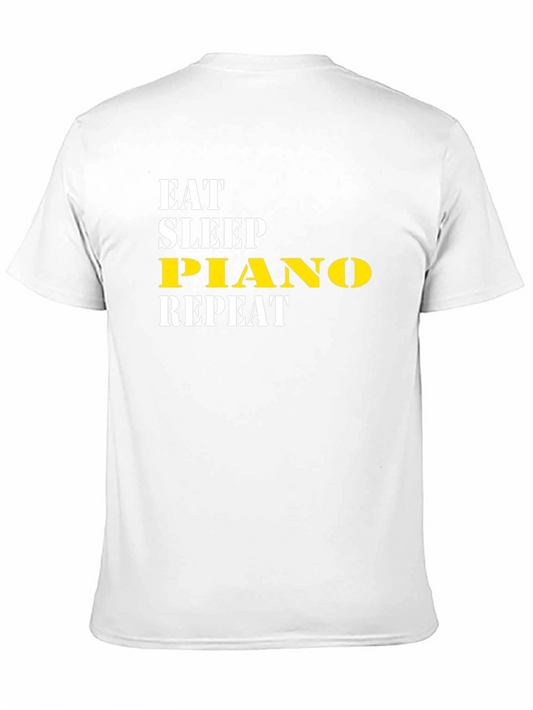 Eat Sleep Piano Repeat Black T-Shirt