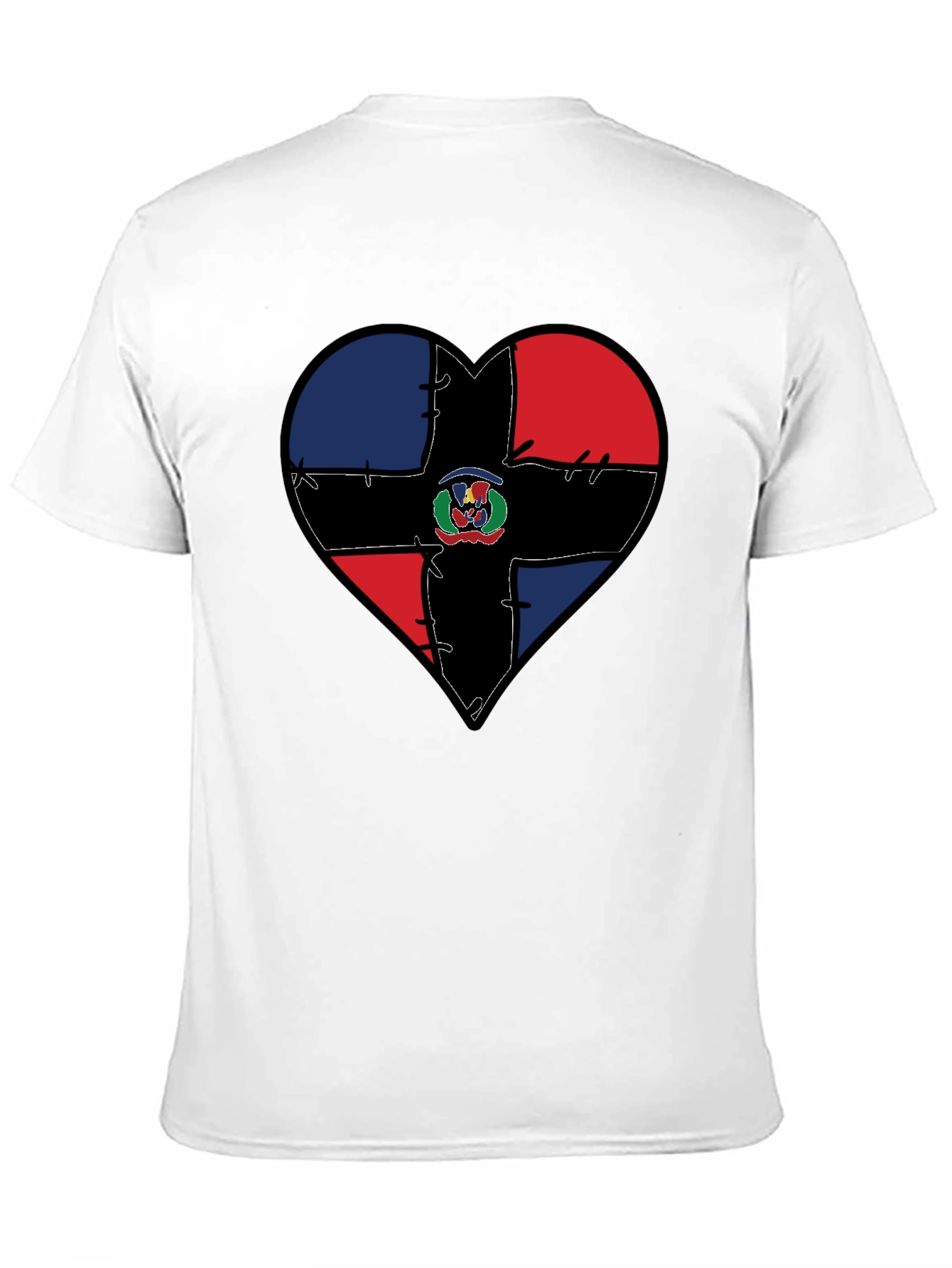 Dominican Republic Flag Heart T-Shirt - Black
