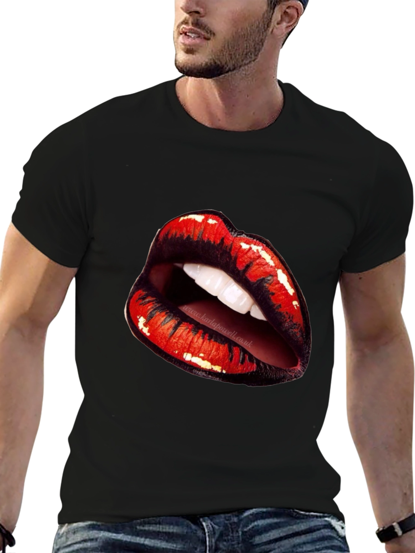 Lips Graphic Black T-Shirt