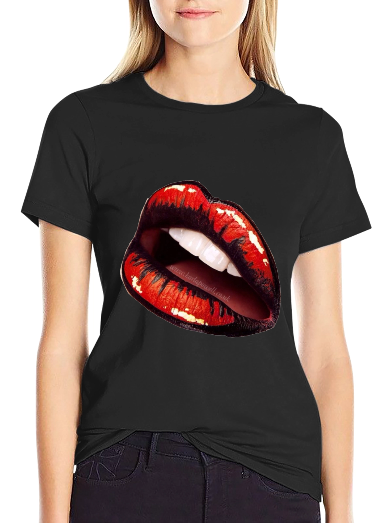 Lips Graphic Black T-Shirt