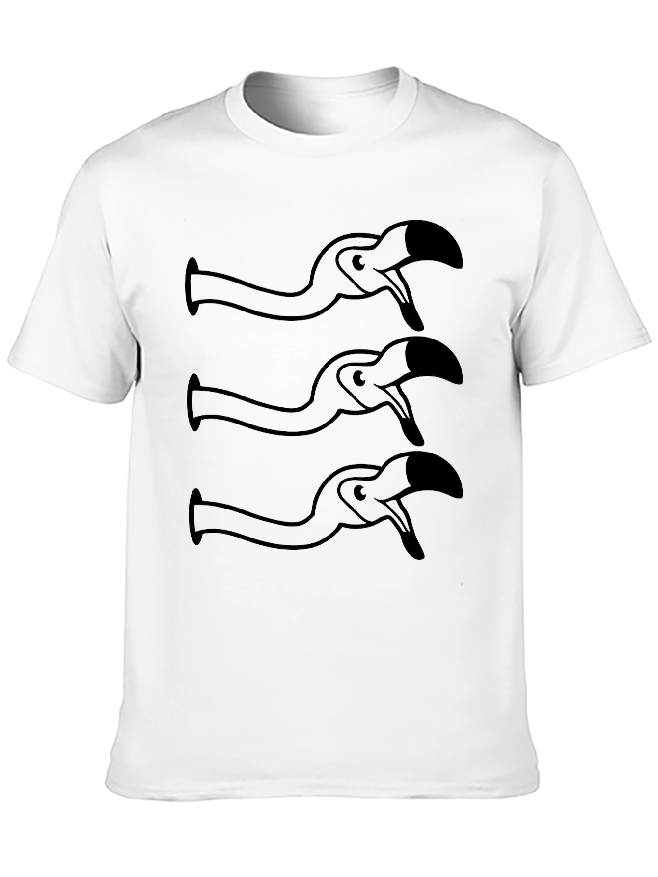 Funny Flamingo Cartoon Graphic Black T-Shirt