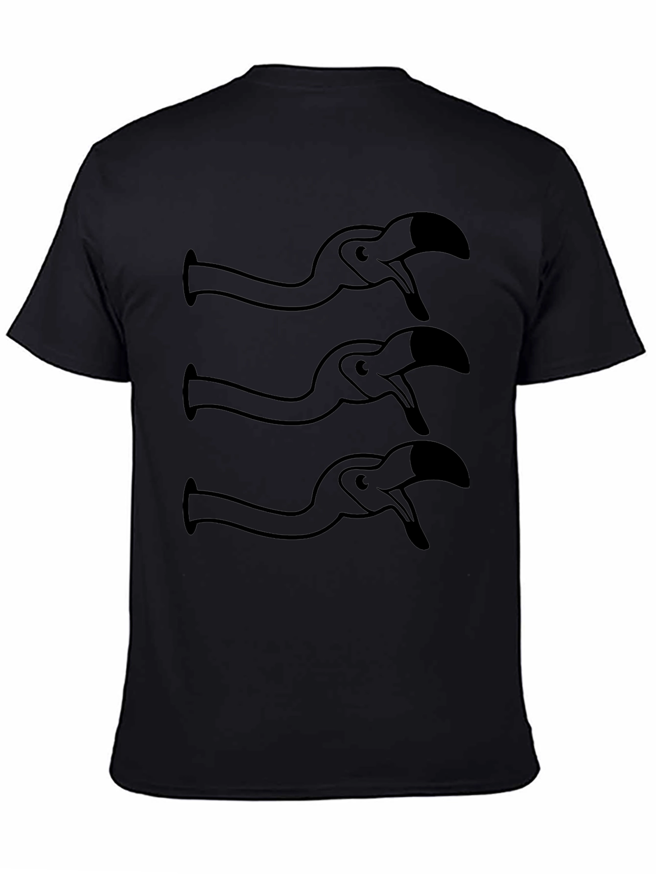 Funny Flamingo Cartoon Graphic Black T-Shirt