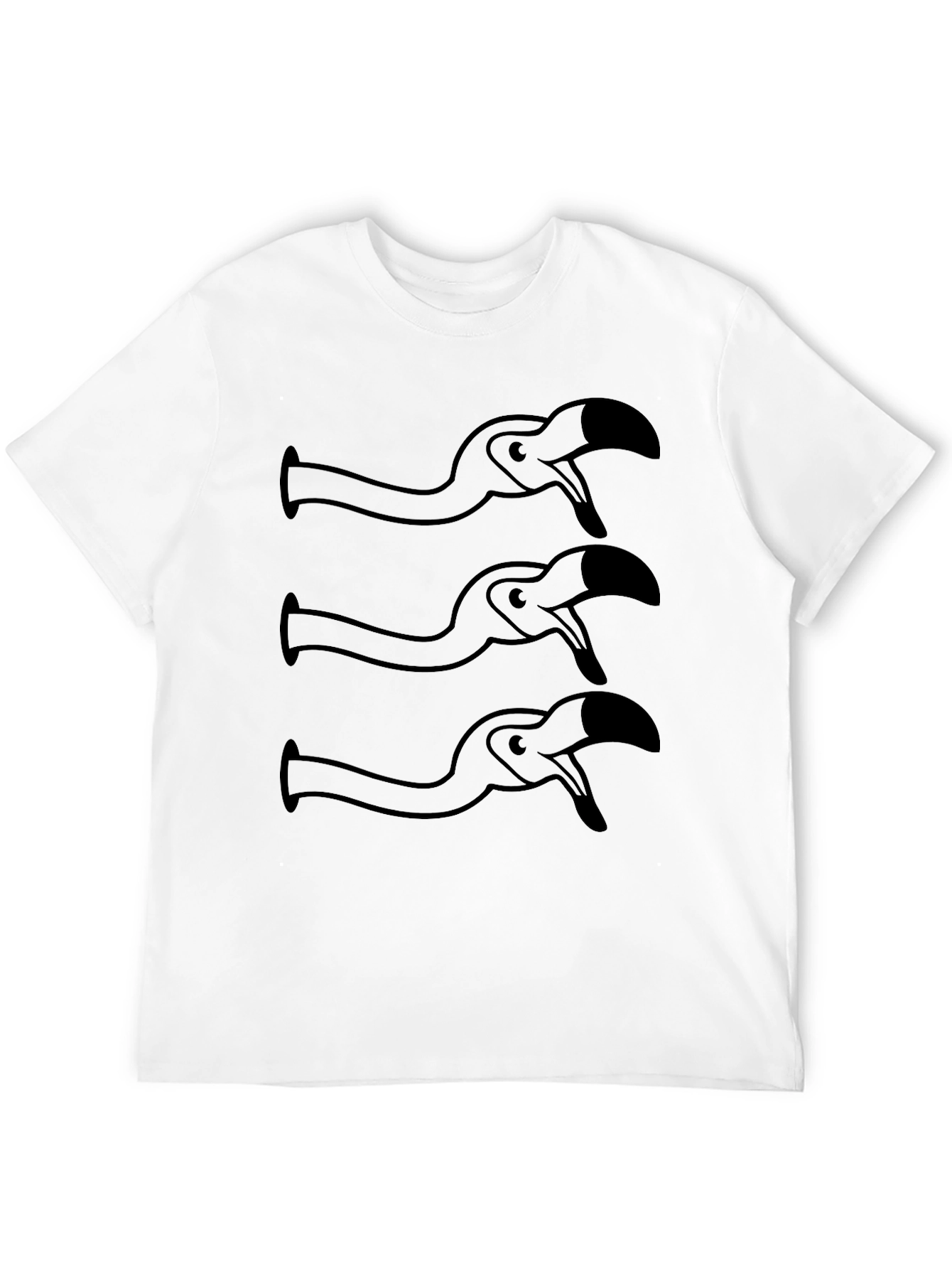 Funny Flamingo Cartoon Graphic Black T-Shirt