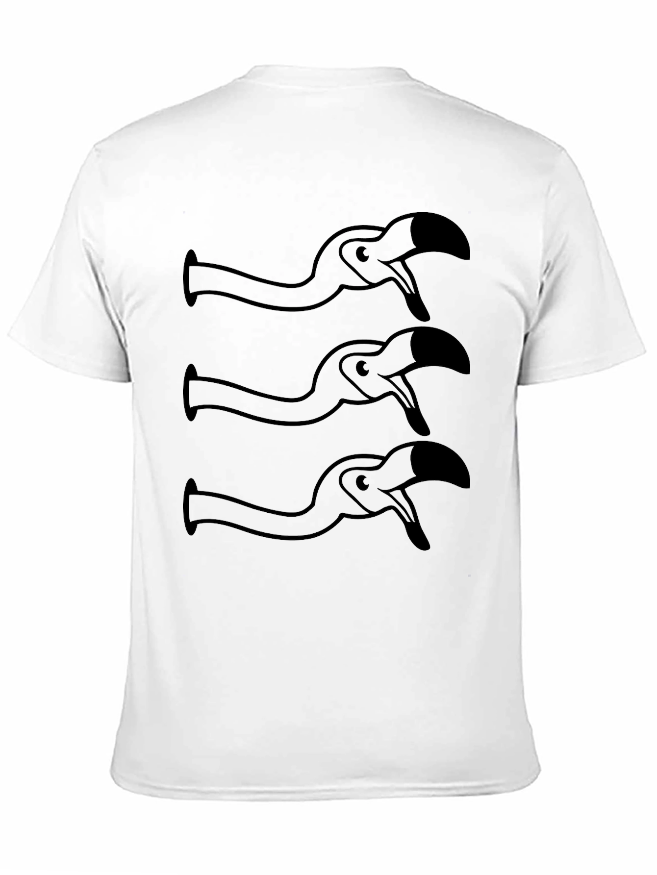 Funny Flamingo Cartoon Graphic Black T-Shirt