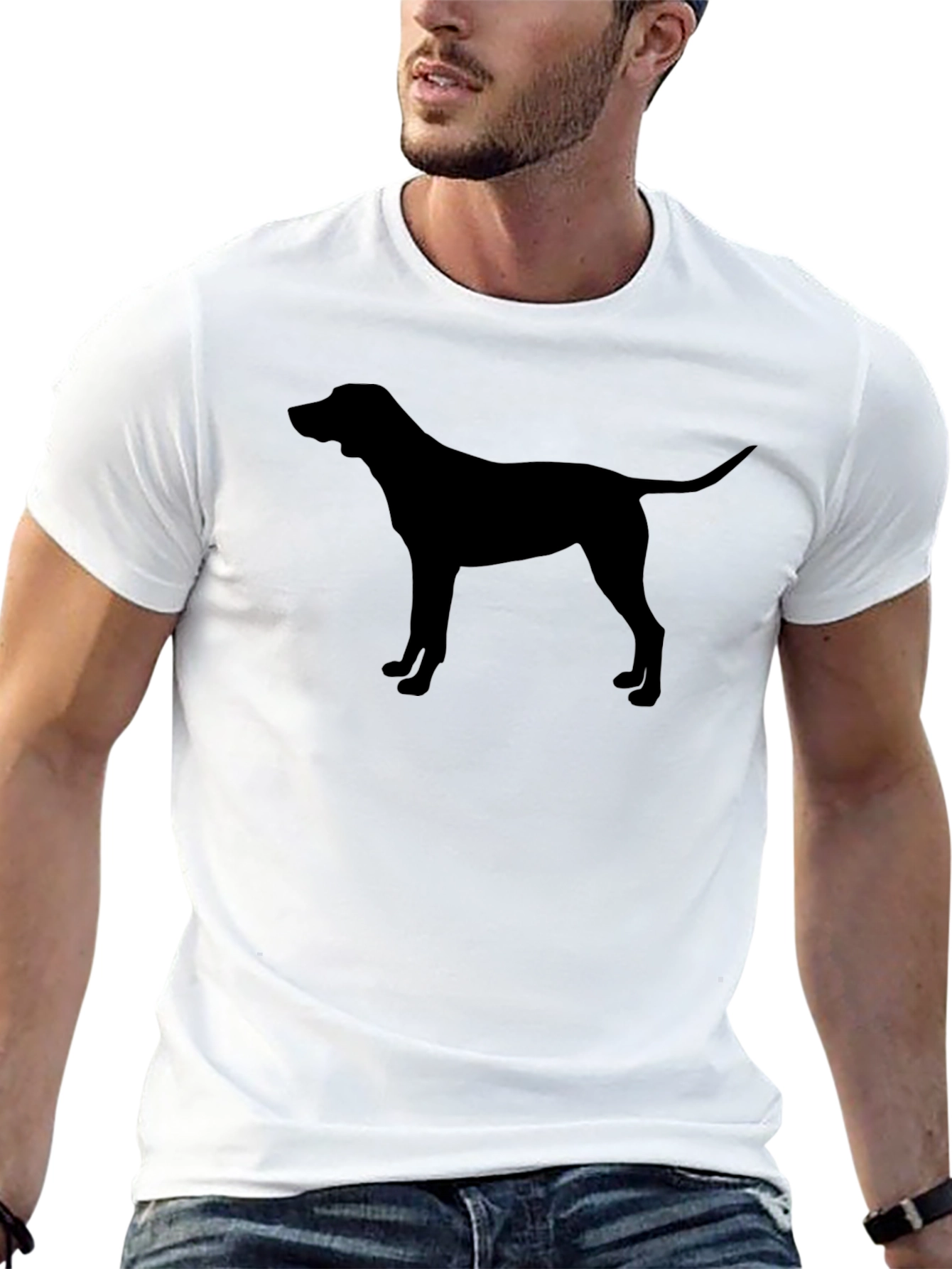 Dog Silhouette Graphic Black T-Shirt