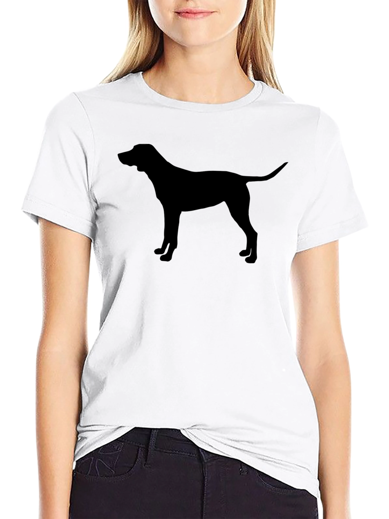 Dog Silhouette Graphic Black T-Shirt