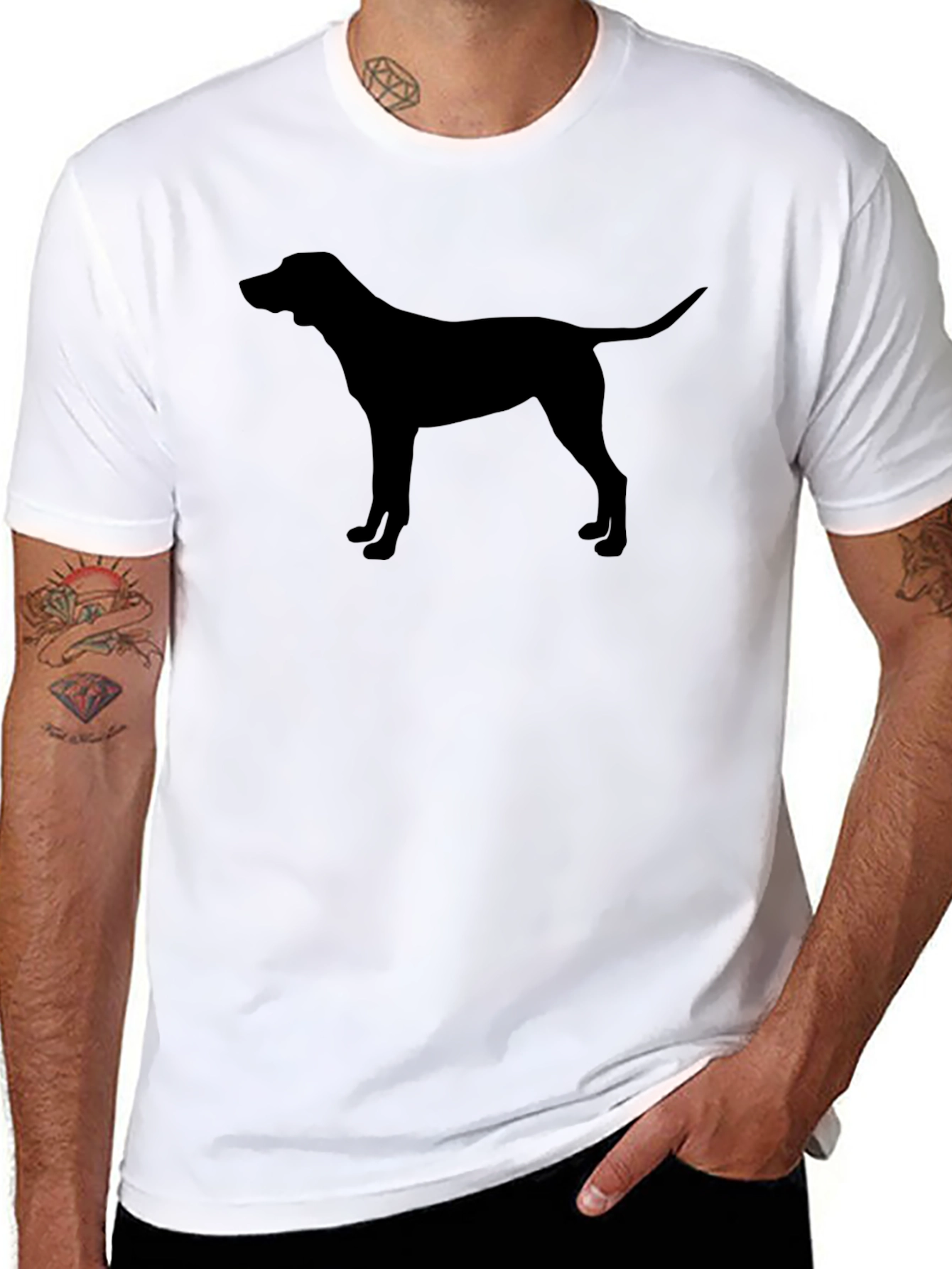 Dog Silhouette Graphic Black T-Shirt