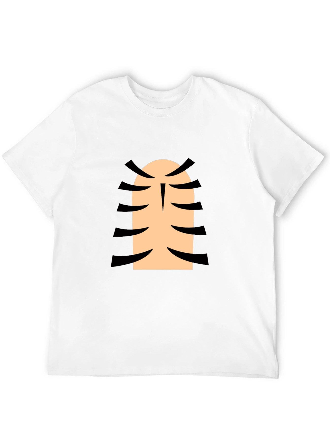 Funny Cartoon Character Rib Cage Graphic Black T-Shirt