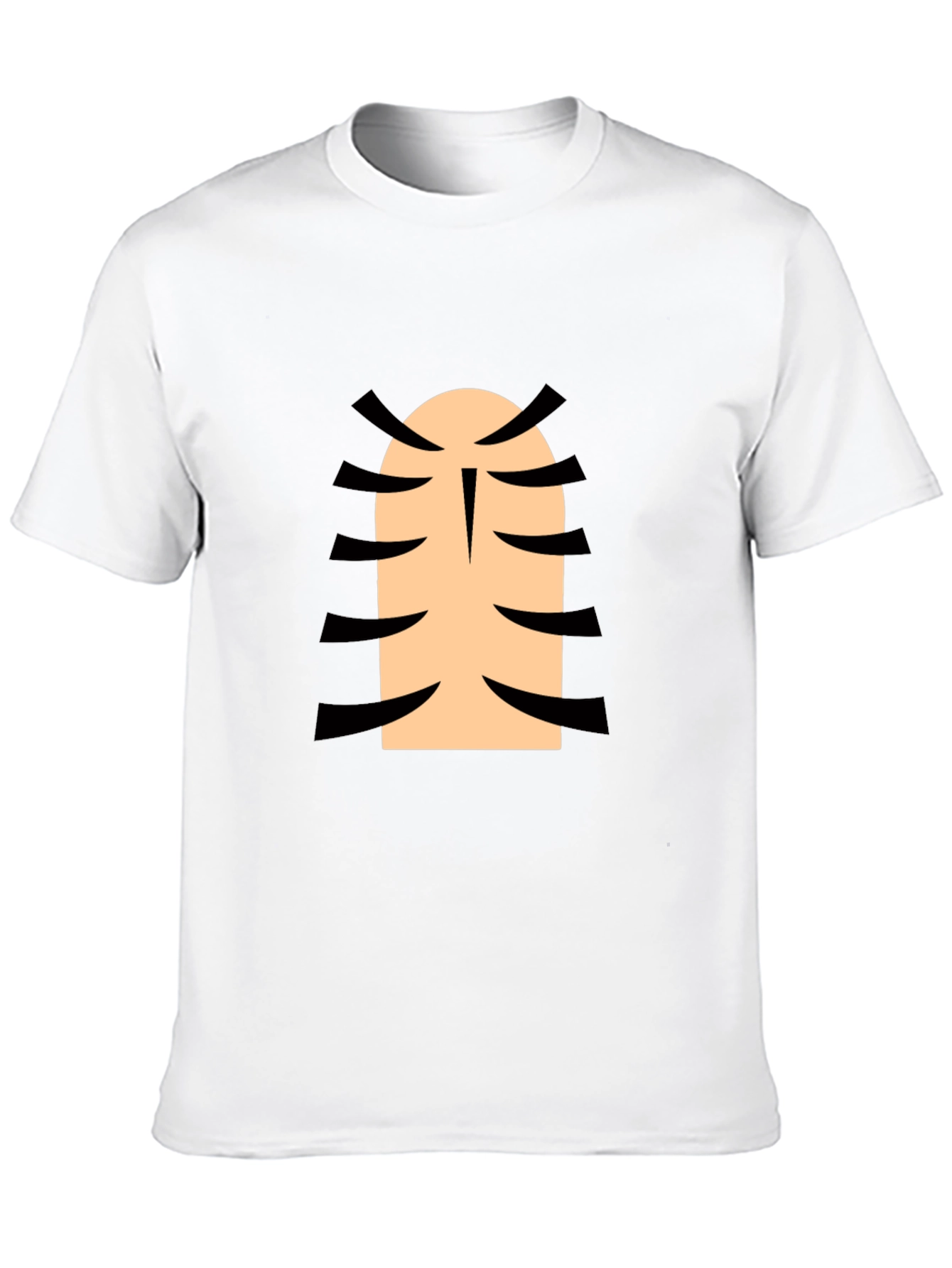 Funny Cartoon Character Rib Cage Graphic Black T-Shirt