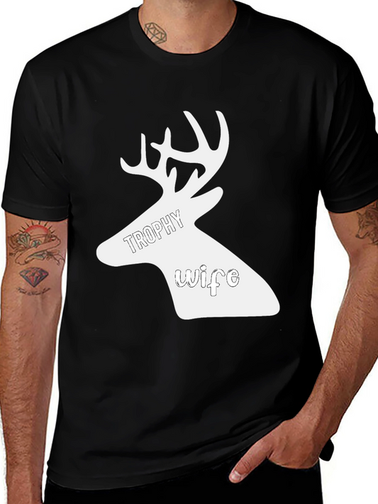 Trophy Wife Deer Graphic Black Tee Shirt