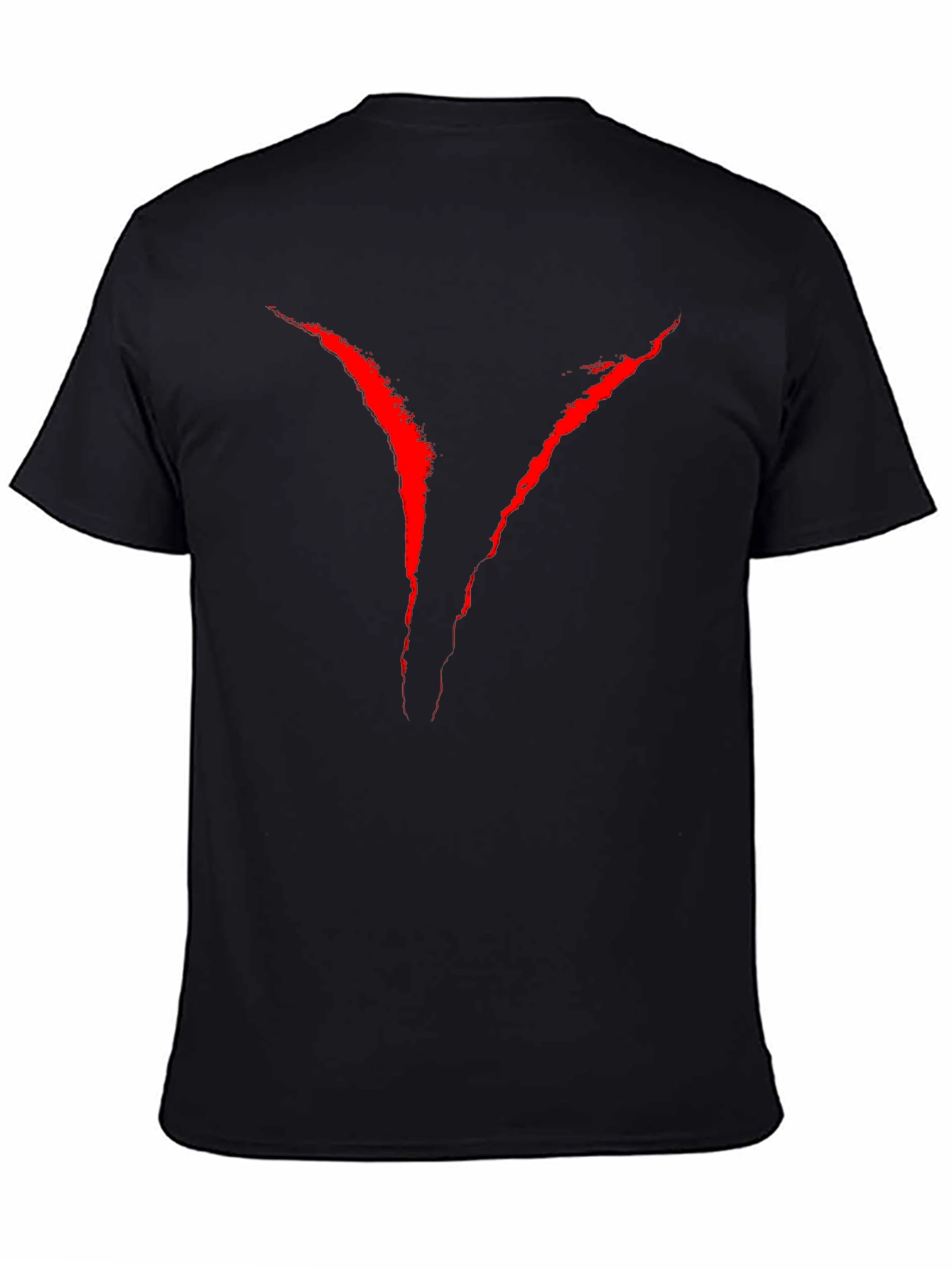 Mens Black Graphic Tee - Red V Design