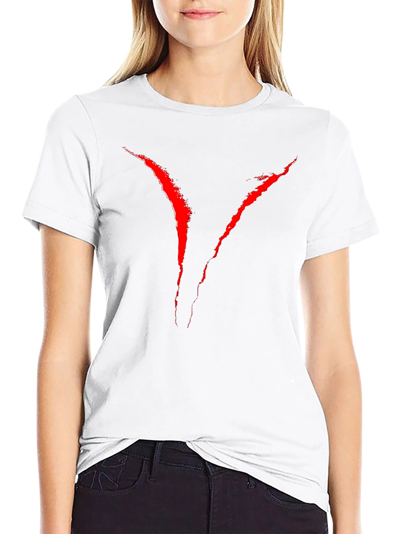 Mens Black Graphic Tee - Red V Design