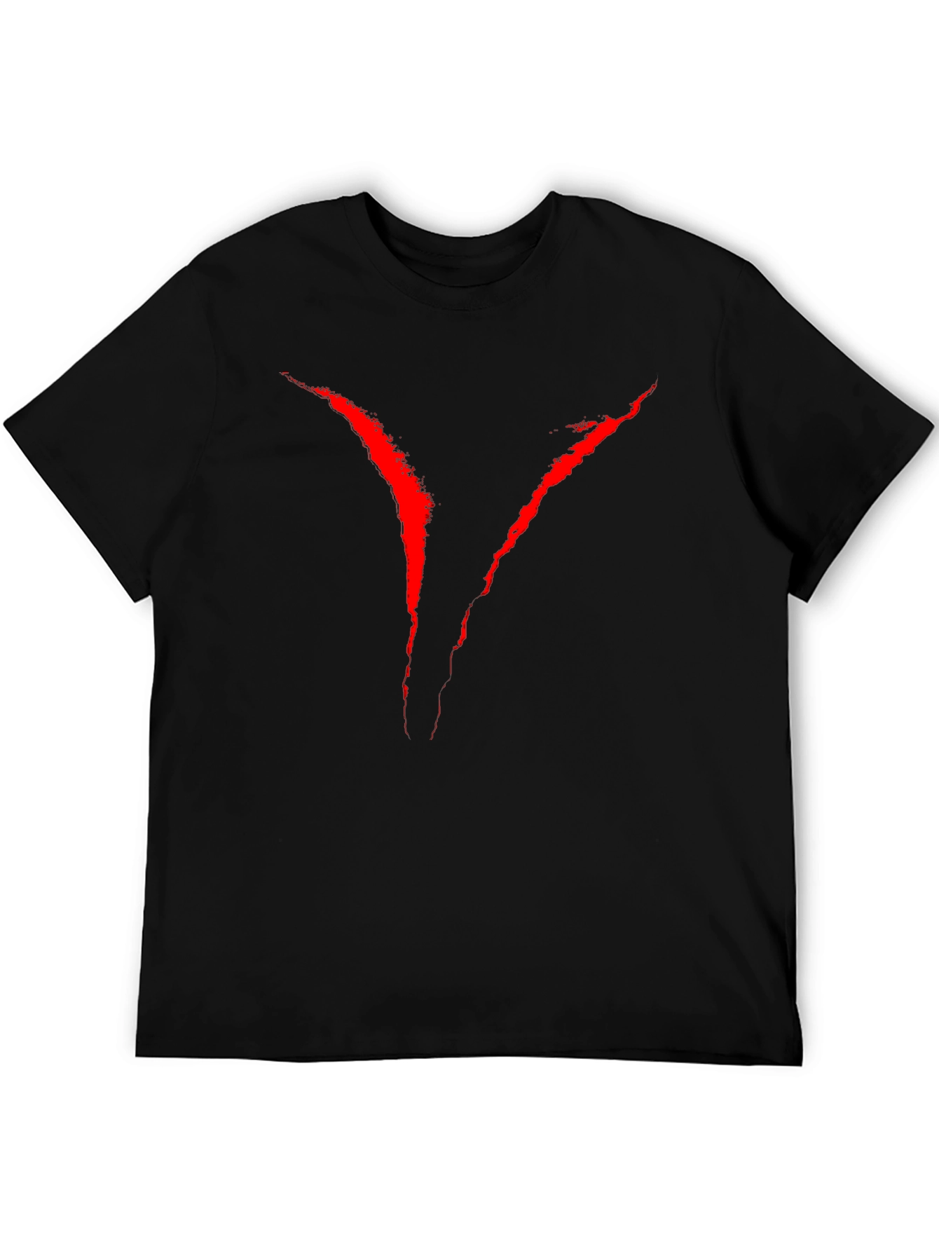 Mens Black Graphic Tee - Red V Design