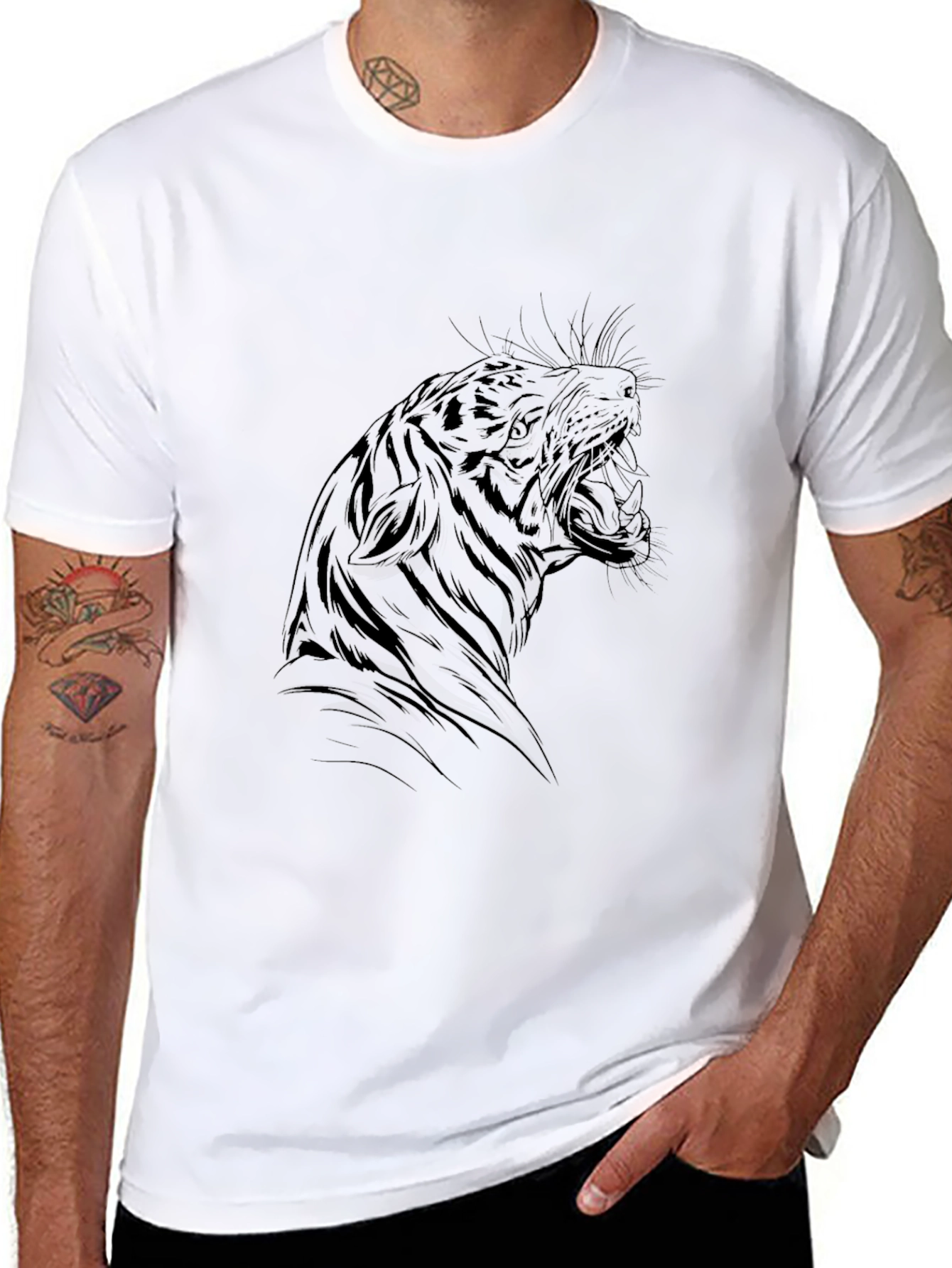 Tiger Graphic Tee - Mens Black T-Shirt