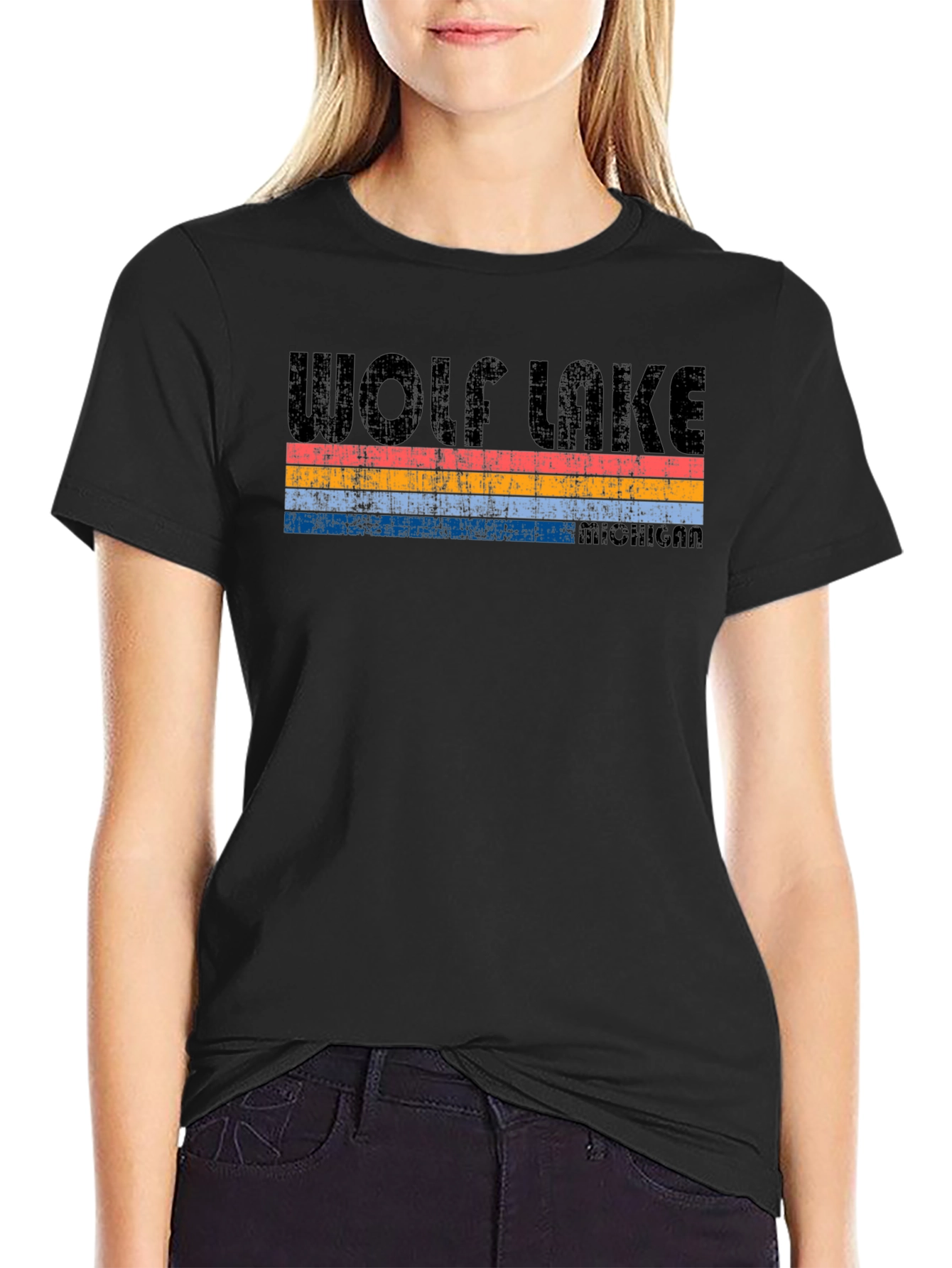 Wolf Lake Michigan Retro T-Shirt