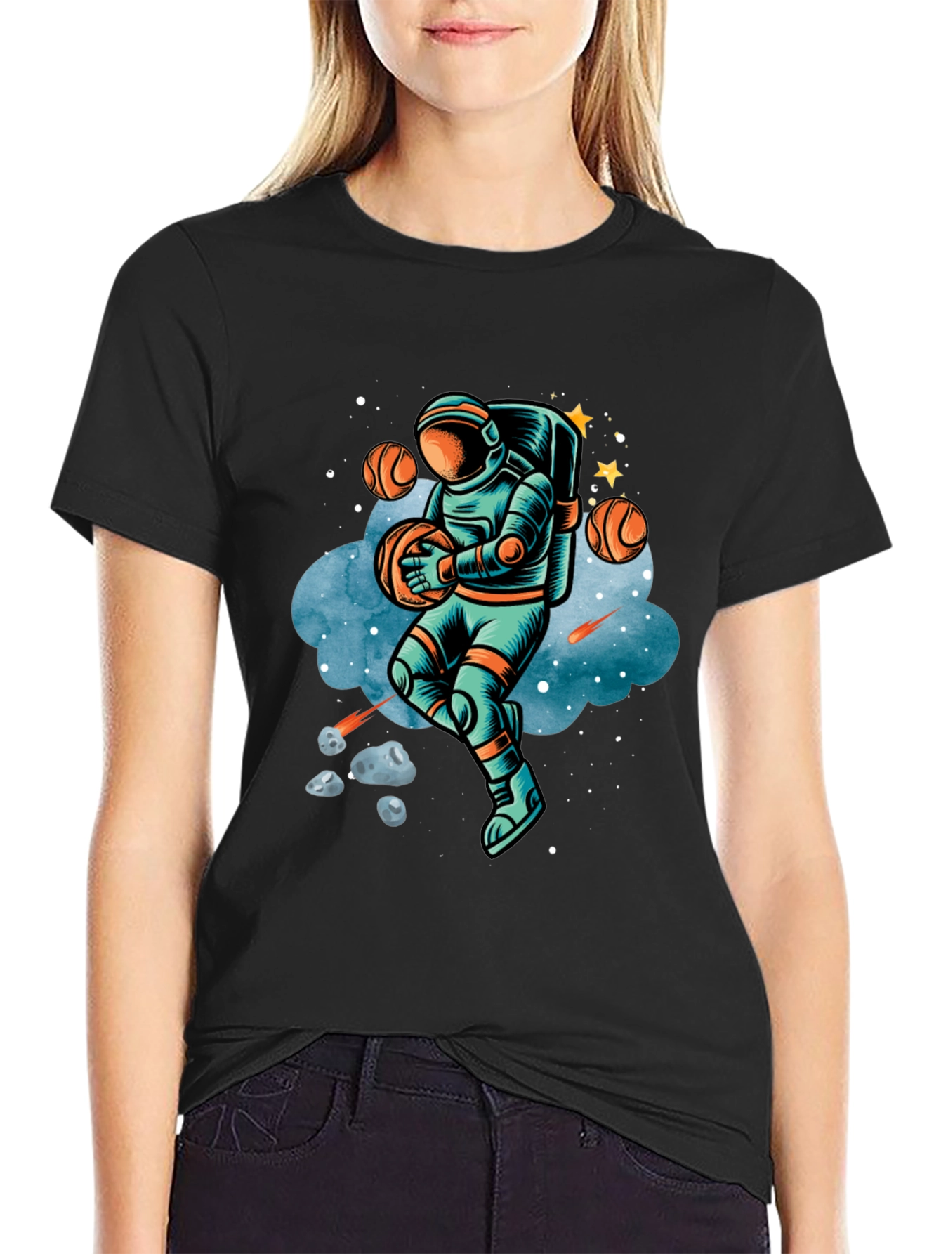 Astronaut Basketball T-Shirt - Space Dunk Design