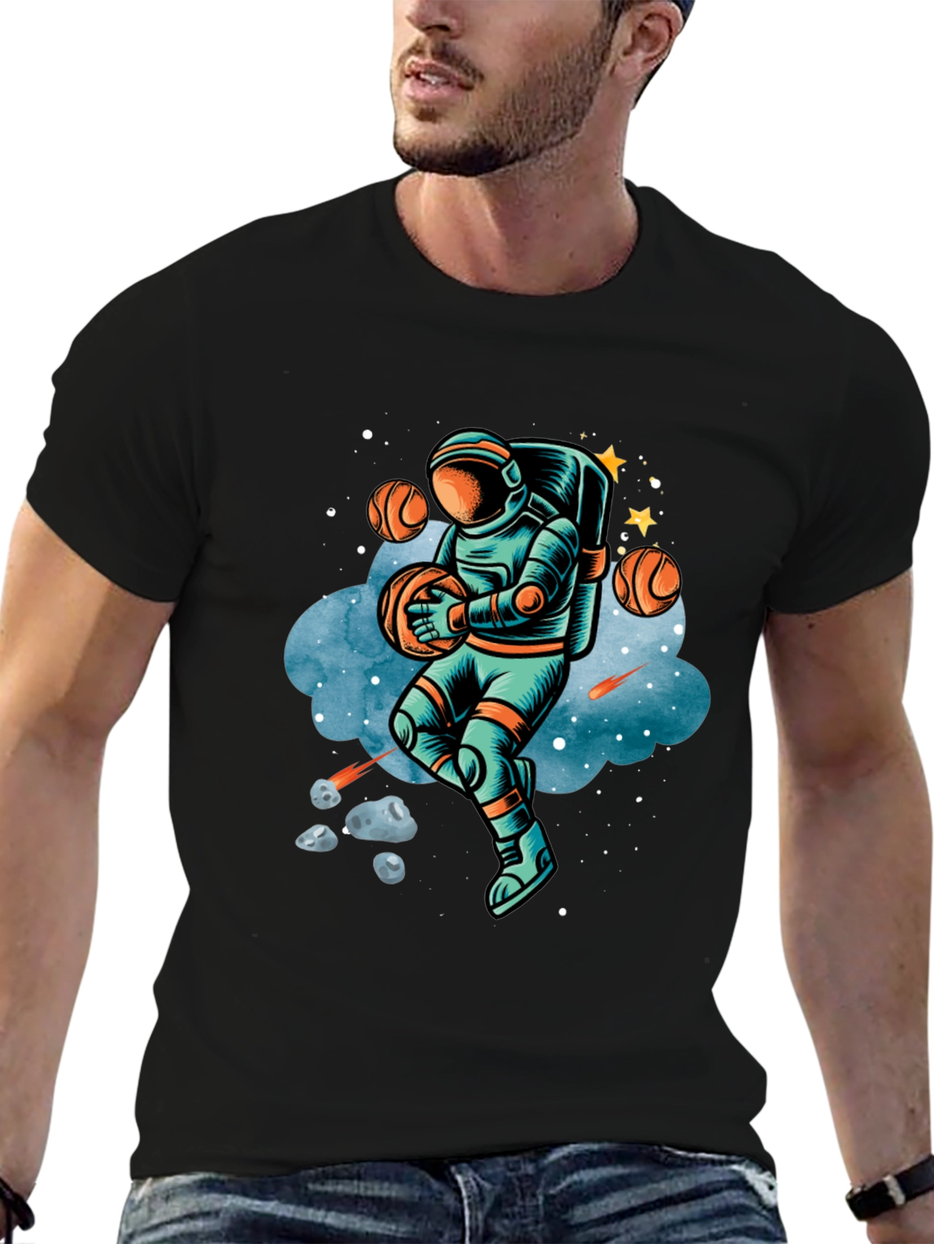 Astronaut Basketball T-Shirt - Space Dunk Design