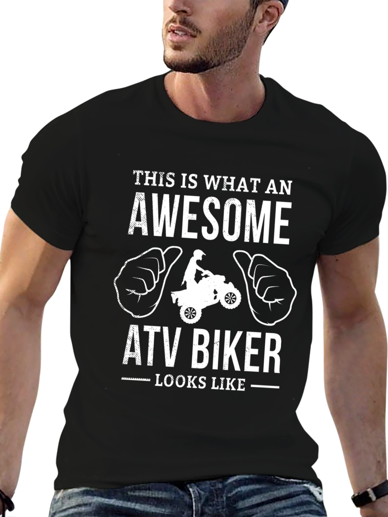 Awesome ATV Biker T-Shirt - Black