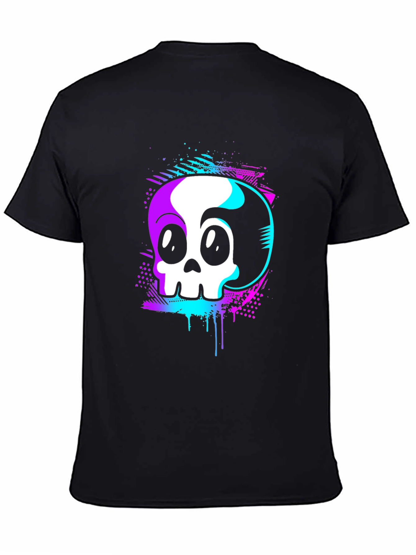 Skull Graphic Tee - Retro Vaporwave Design