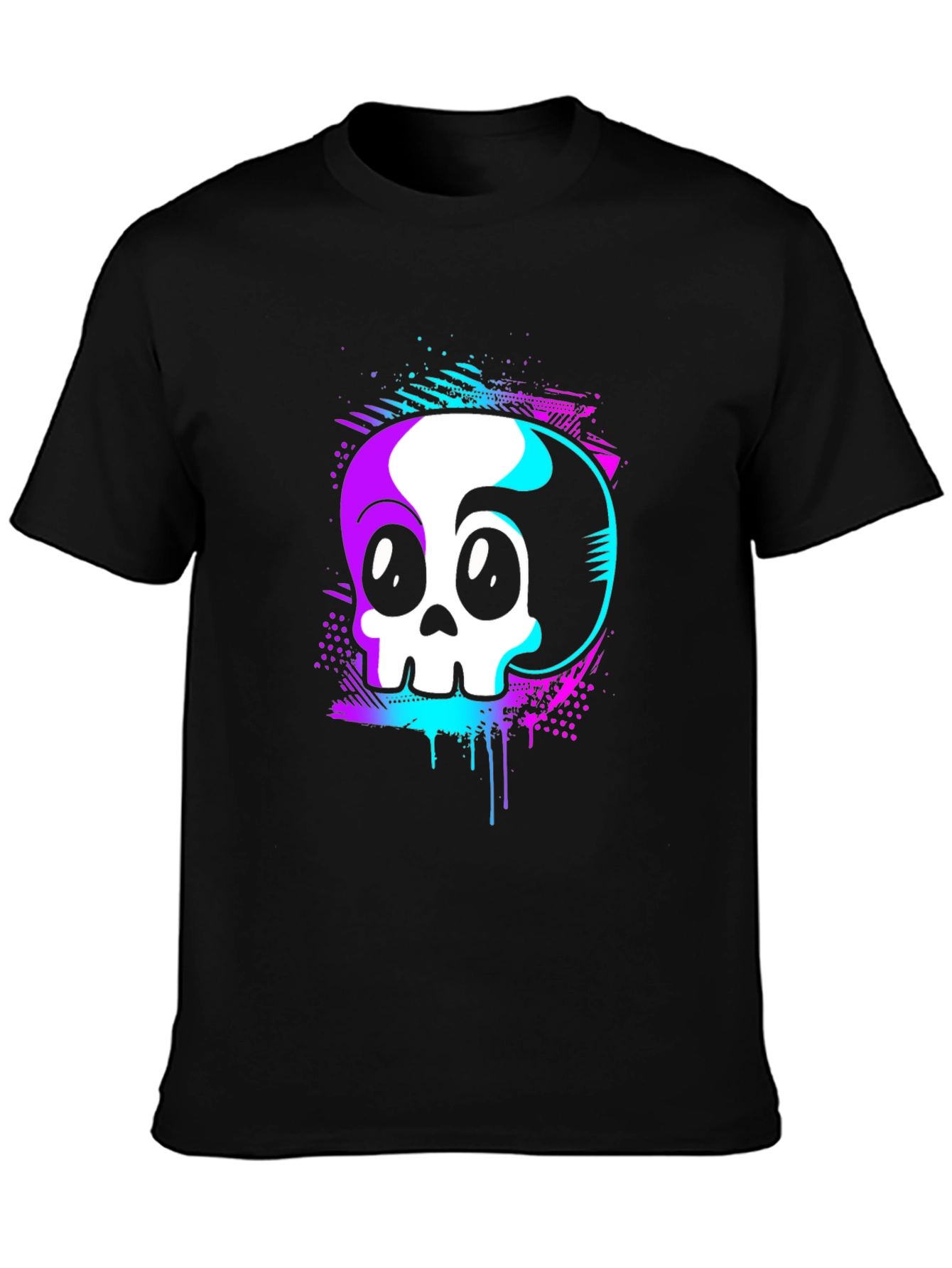 Skull Graphic Tee - Retro Vaporwave Design