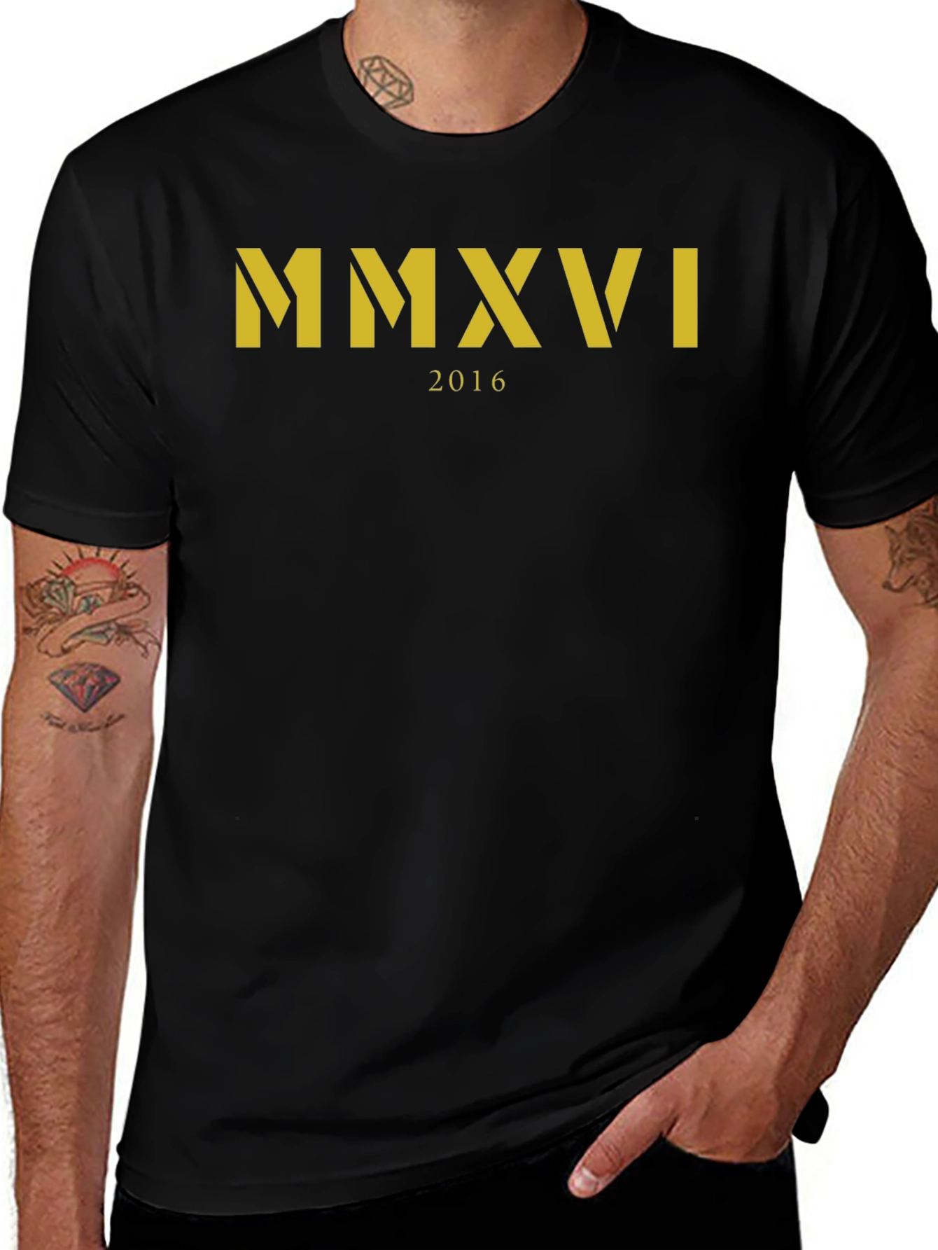MMXVI 2016 Graphic T-Shirt - Black Cotton Tee