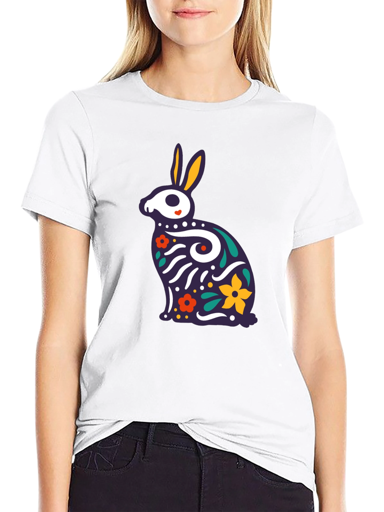 Rabbit Sugar Skull T-Shirt - Dia de los Muertos