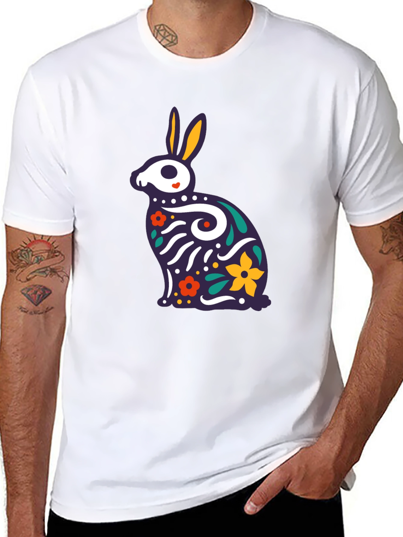 Rabbit Sugar Skull T-Shirt - Dia de los Muertos