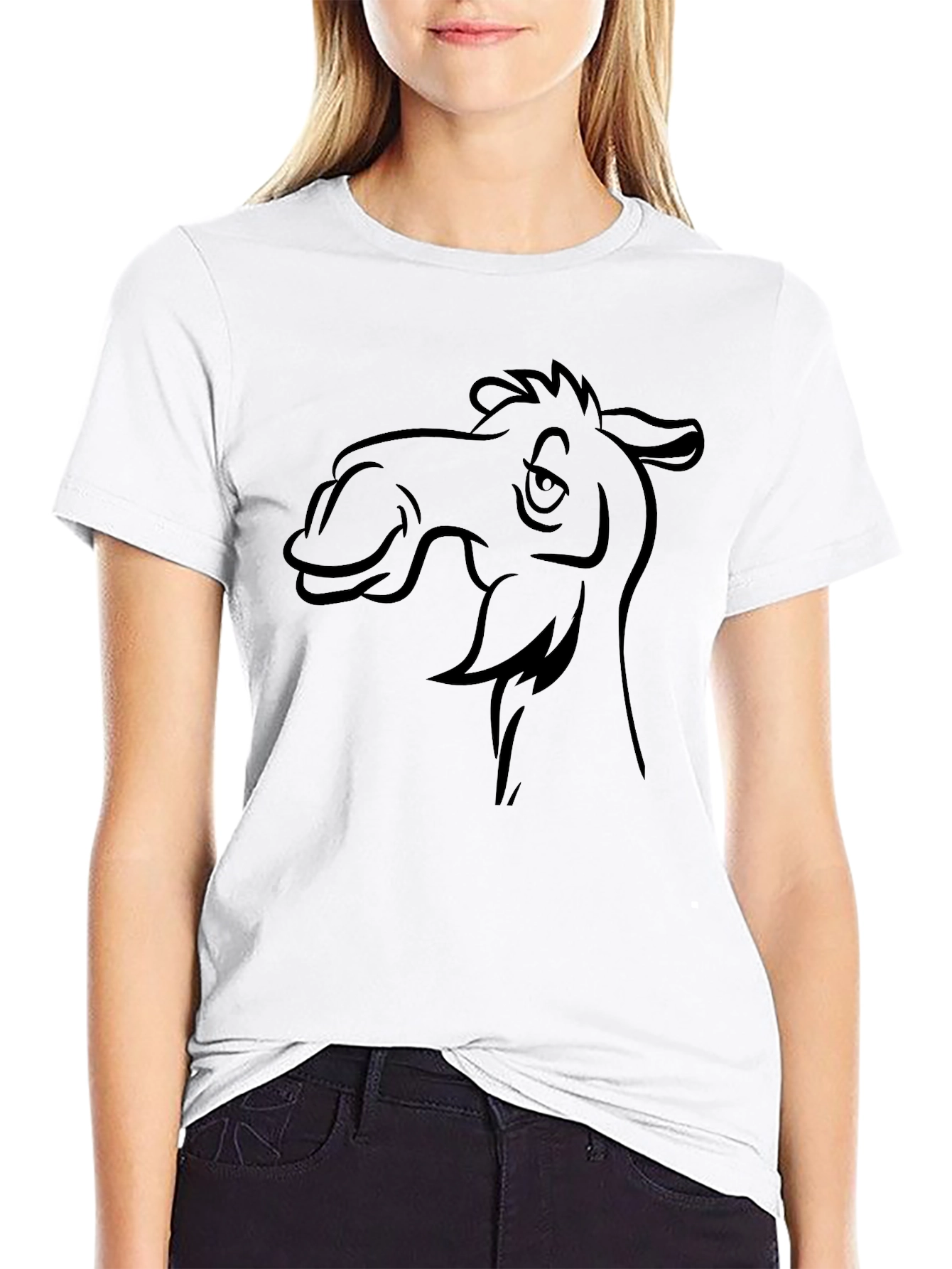 Camel Cartoon Graphic T-Shirt - Black Tee