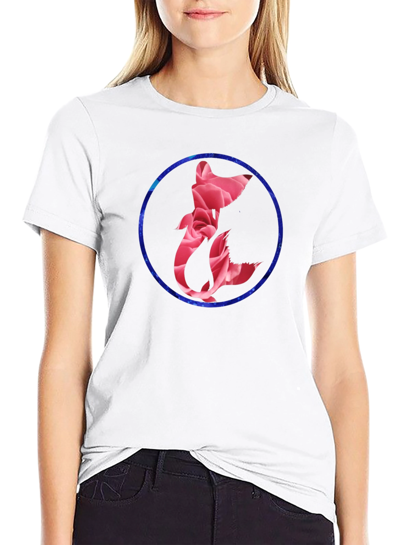 Floral Fox Graphic Tee - Mens Black T-Shirt