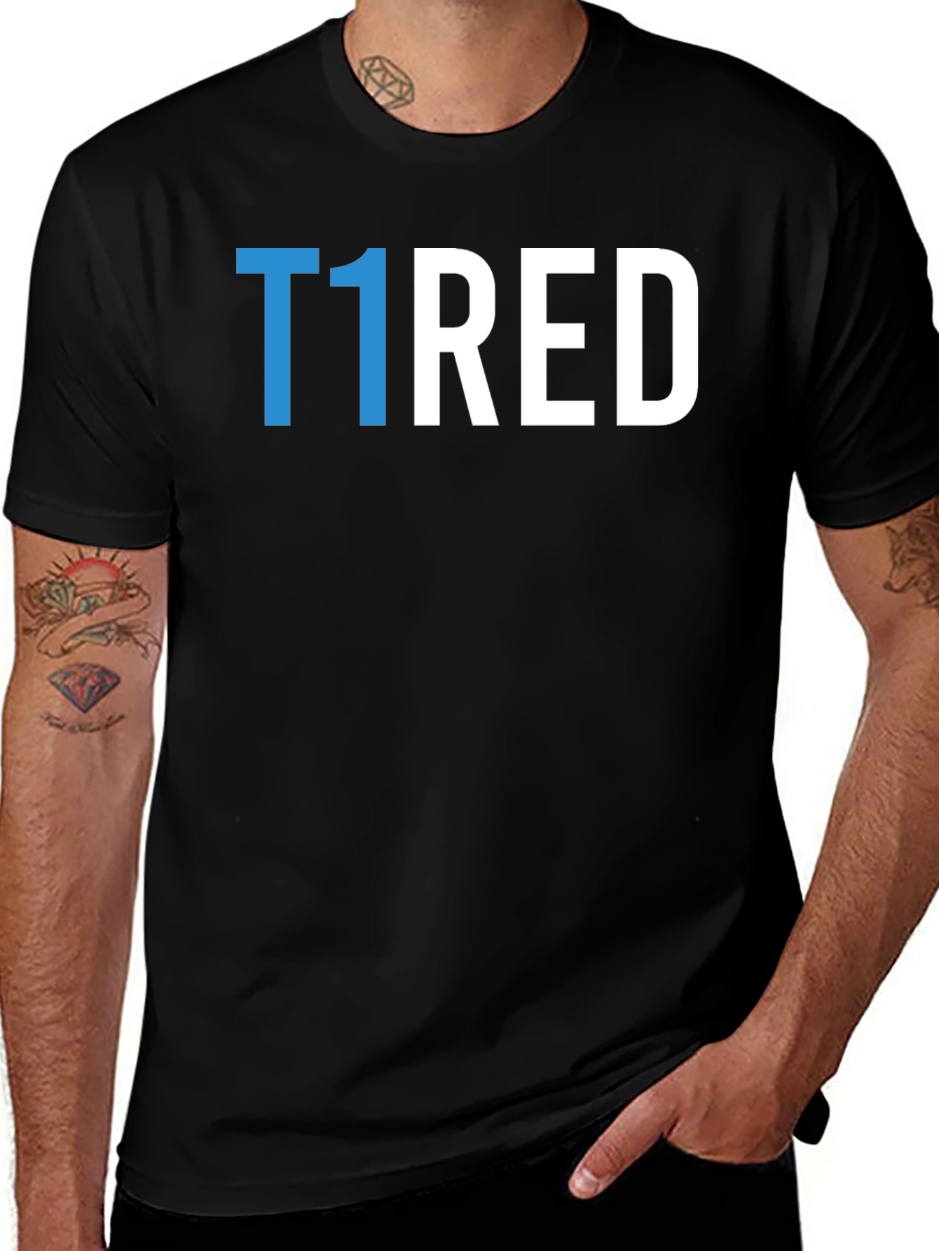 T1RED Graphic T-Shirt - Black Crew Neck