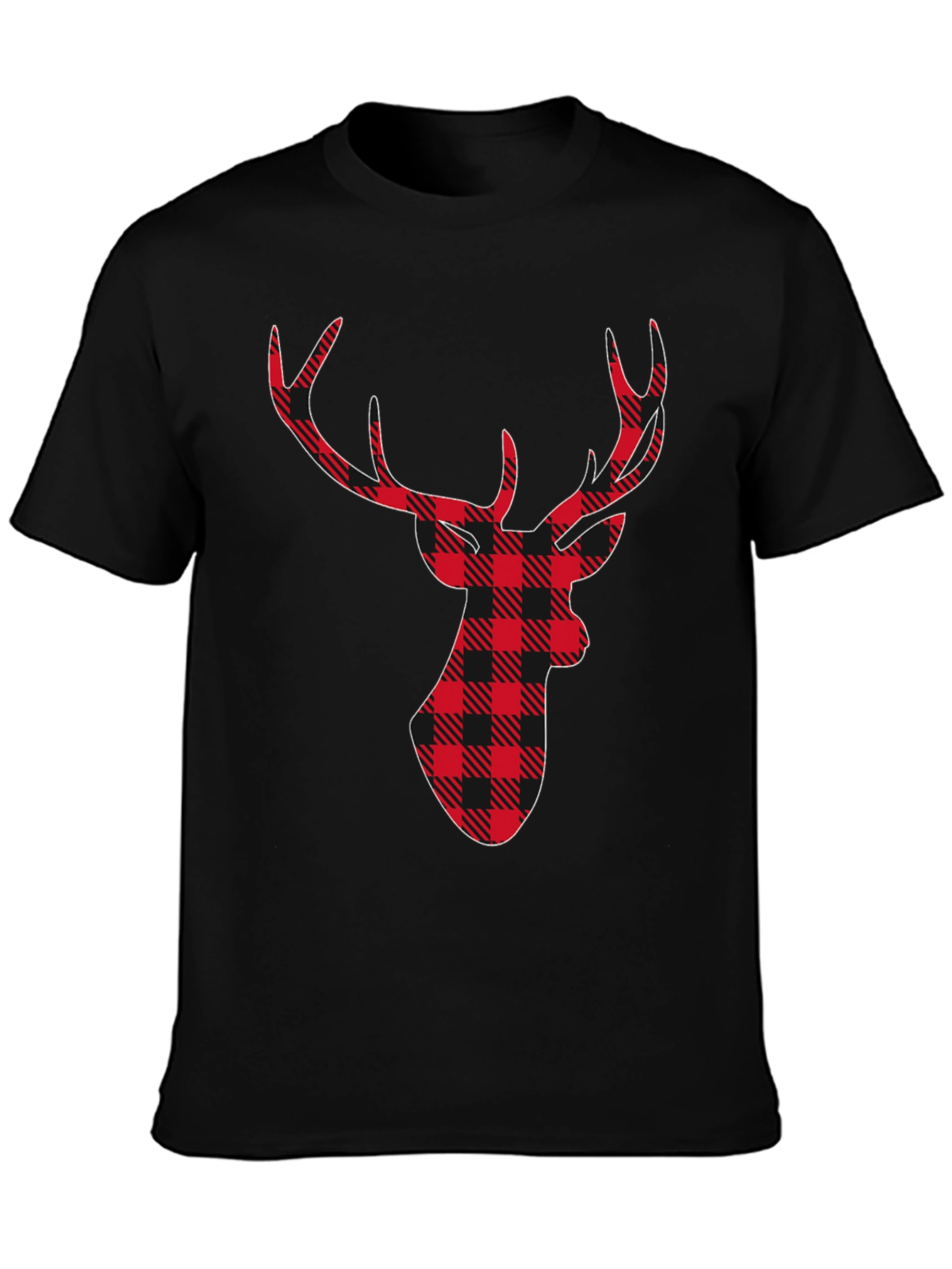 Plaid Deer Graphic Tee - Stylish Holiday Shirt