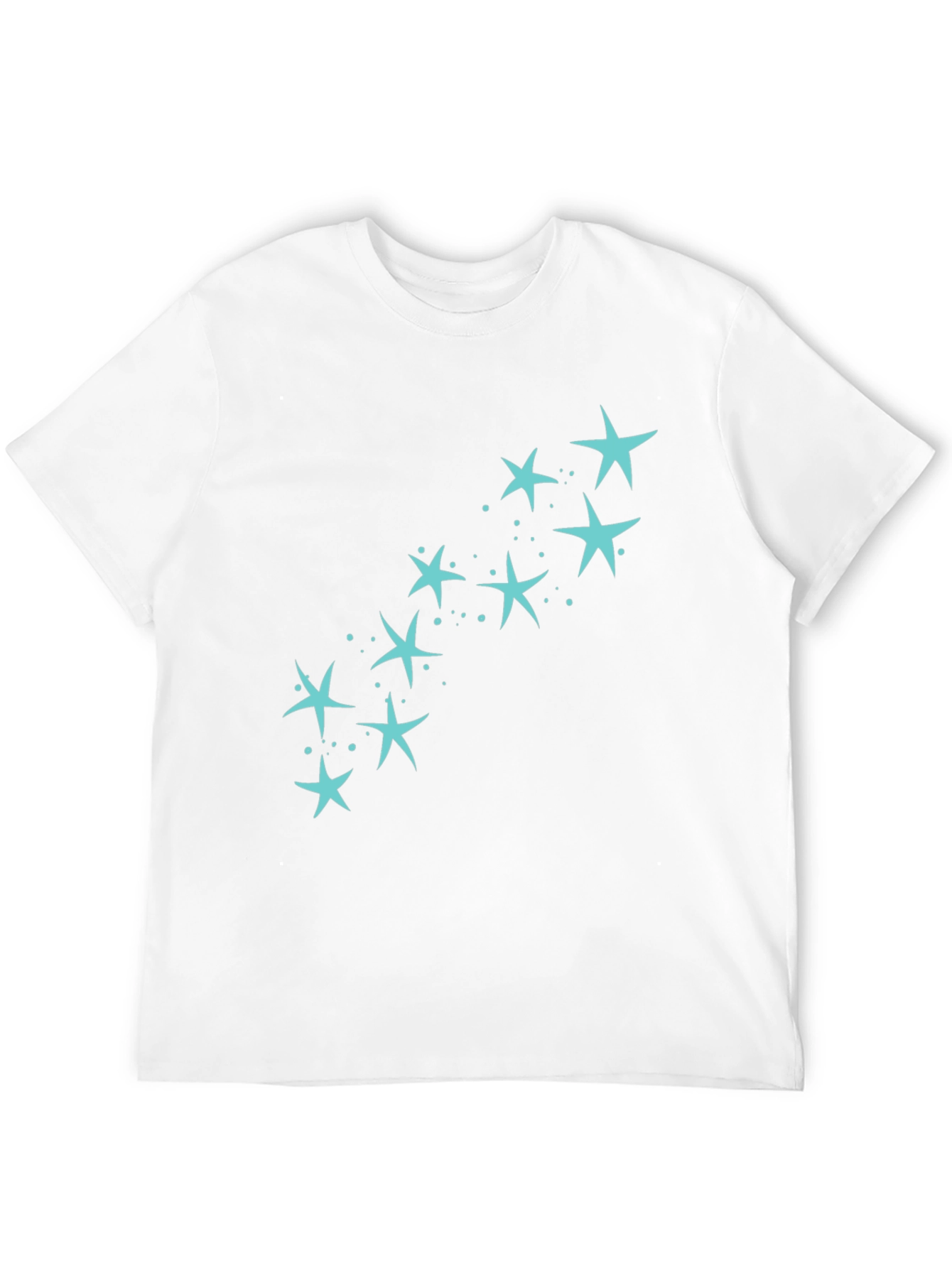 Mens Black T-Shirt with Teal Star Design